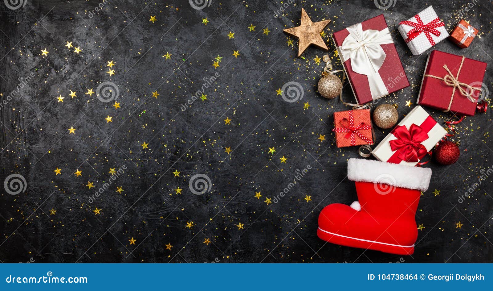 Christmas Presents Flowing Out of Santa`s Stocking Stock Photo - Image ...