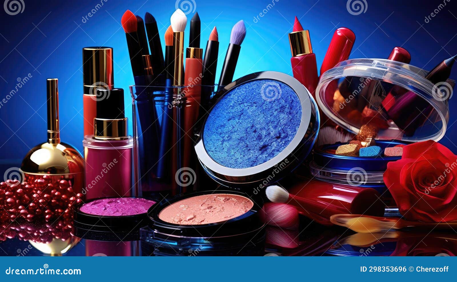 Lots of Cosmetics on the Table Stock Illustration Illustration of