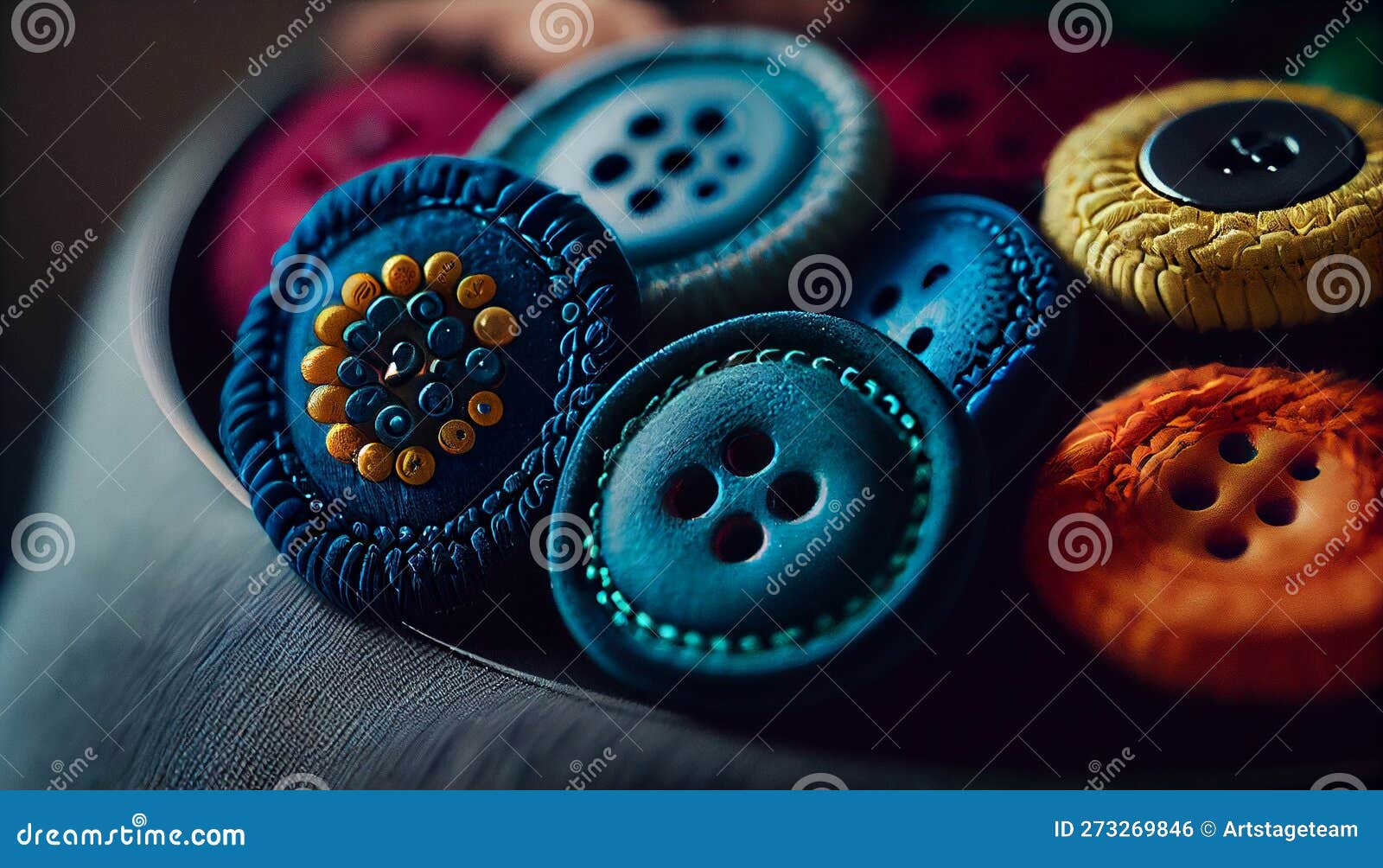 lots of different buttons close-up