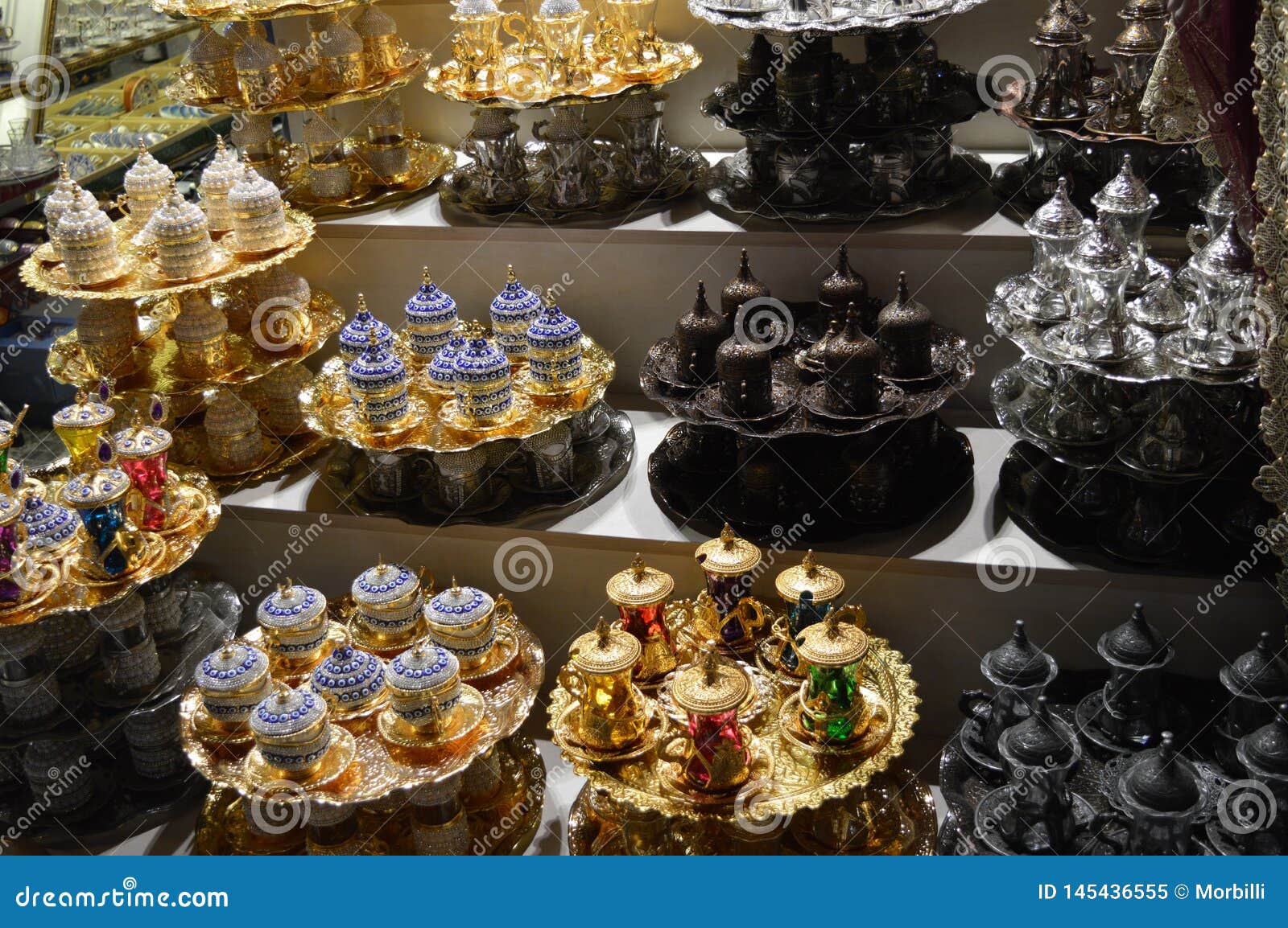Lots of Different Teapots in the Bazaar in Istanbul Stock Image Image of beauty, orient 145436555