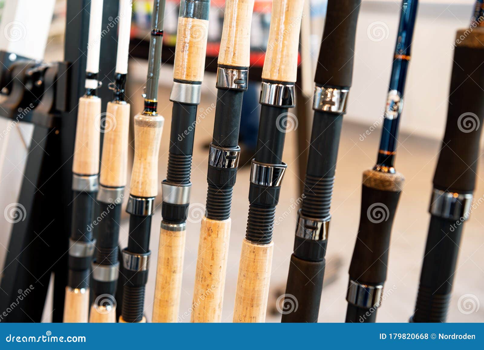 Lots of fishing rods. stock photo. Image of sticks, equipment