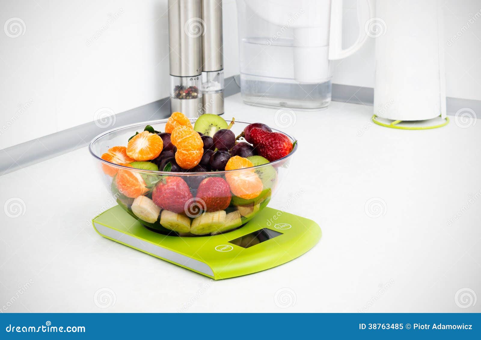 Lots of Fruit on the Kitchen Scale Stock Image Image of green, food 38763485