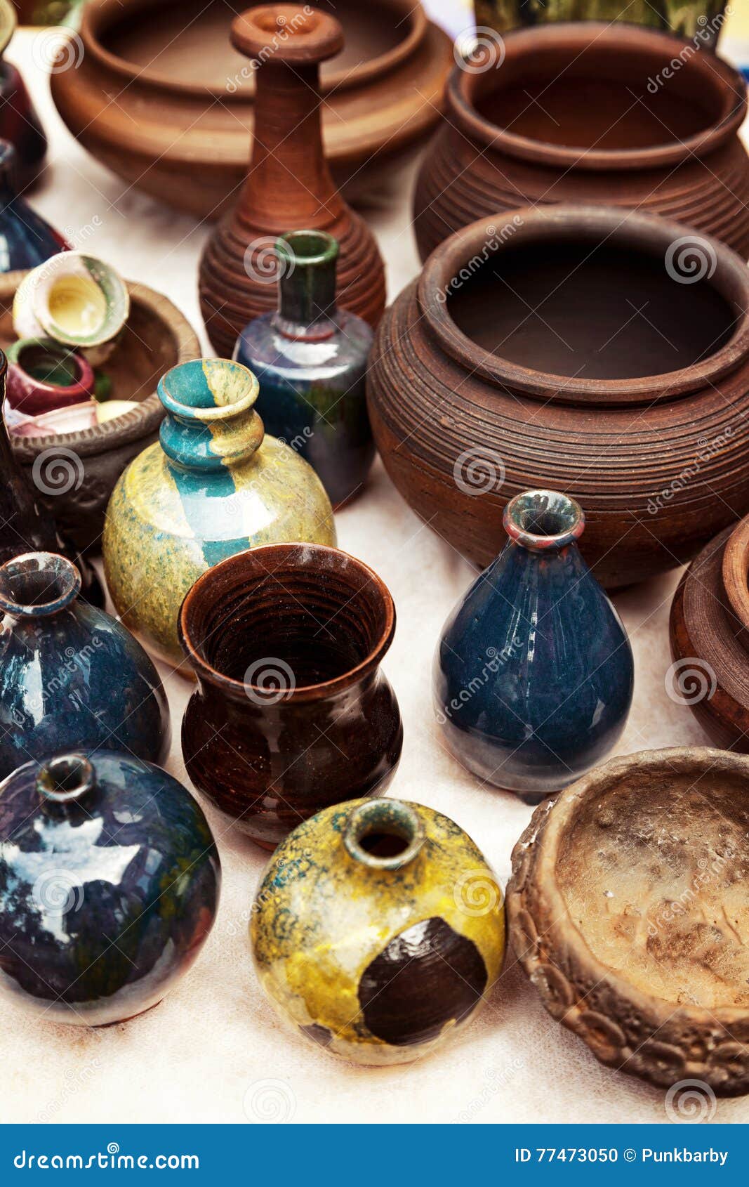 Lots Of Traditional Ukrainian Handmade Clay Pottery Production