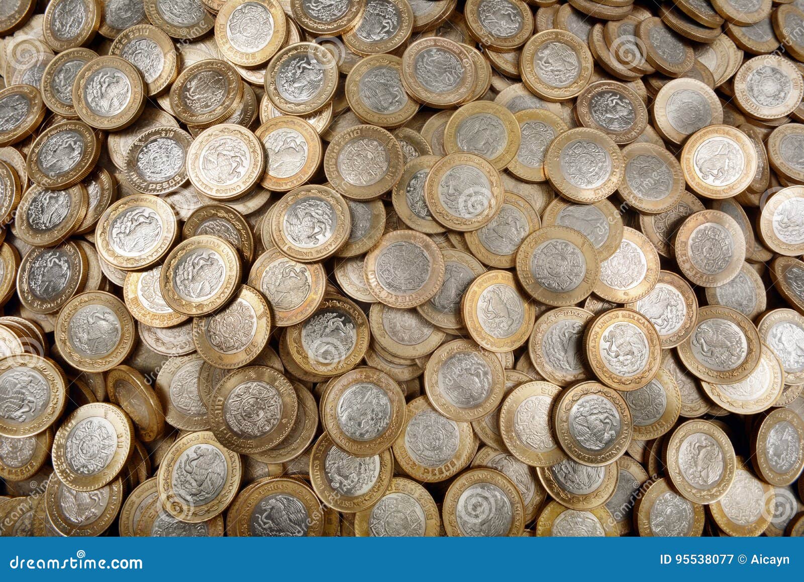 lots of mexican coins horizontal