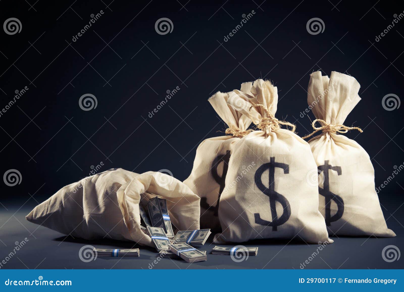 Bags Full of Money on a Dark Background Stock Image Image of moneybag