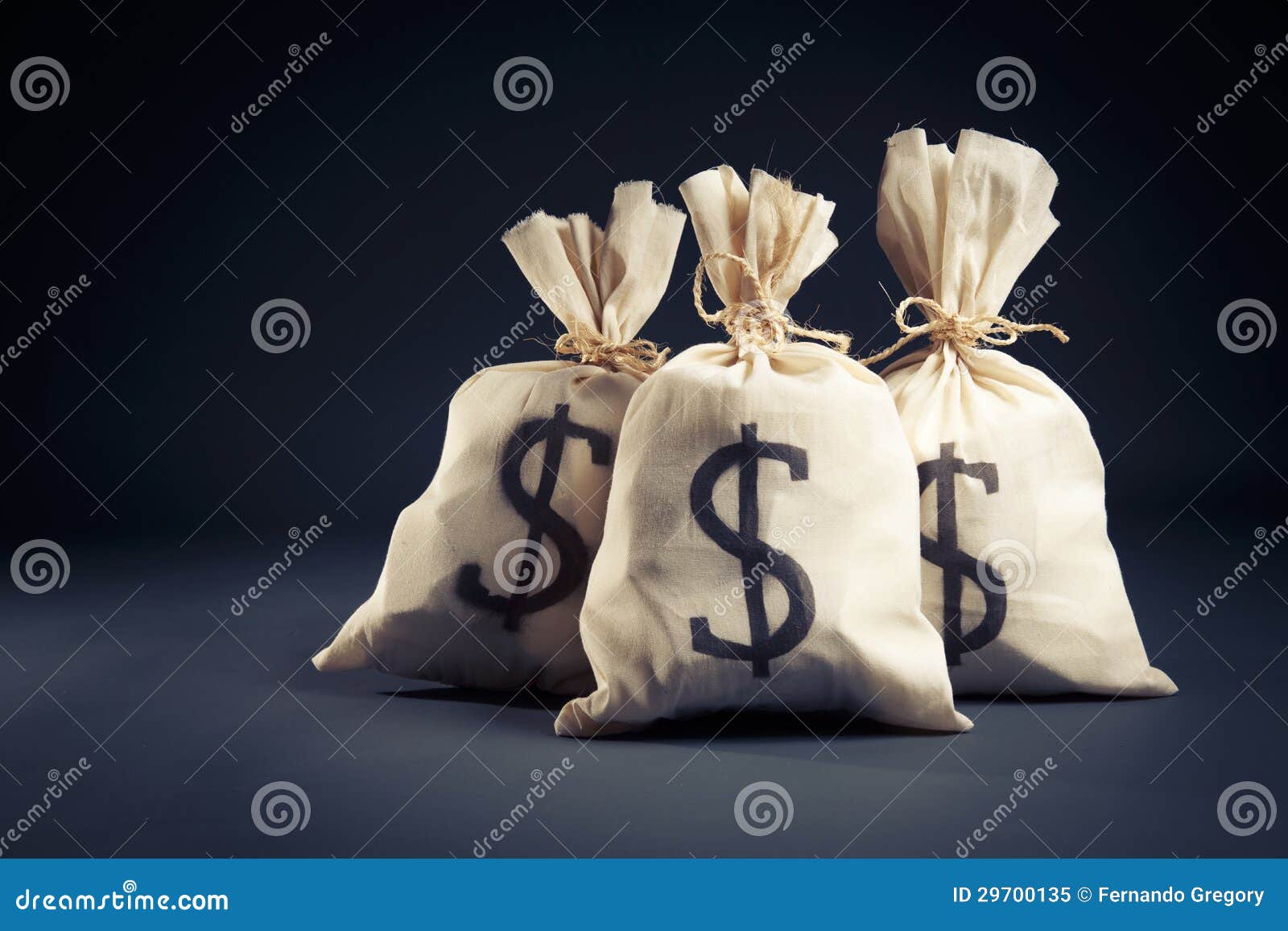 Bags Full of Money on a Dark Background Stock Image Image of market
