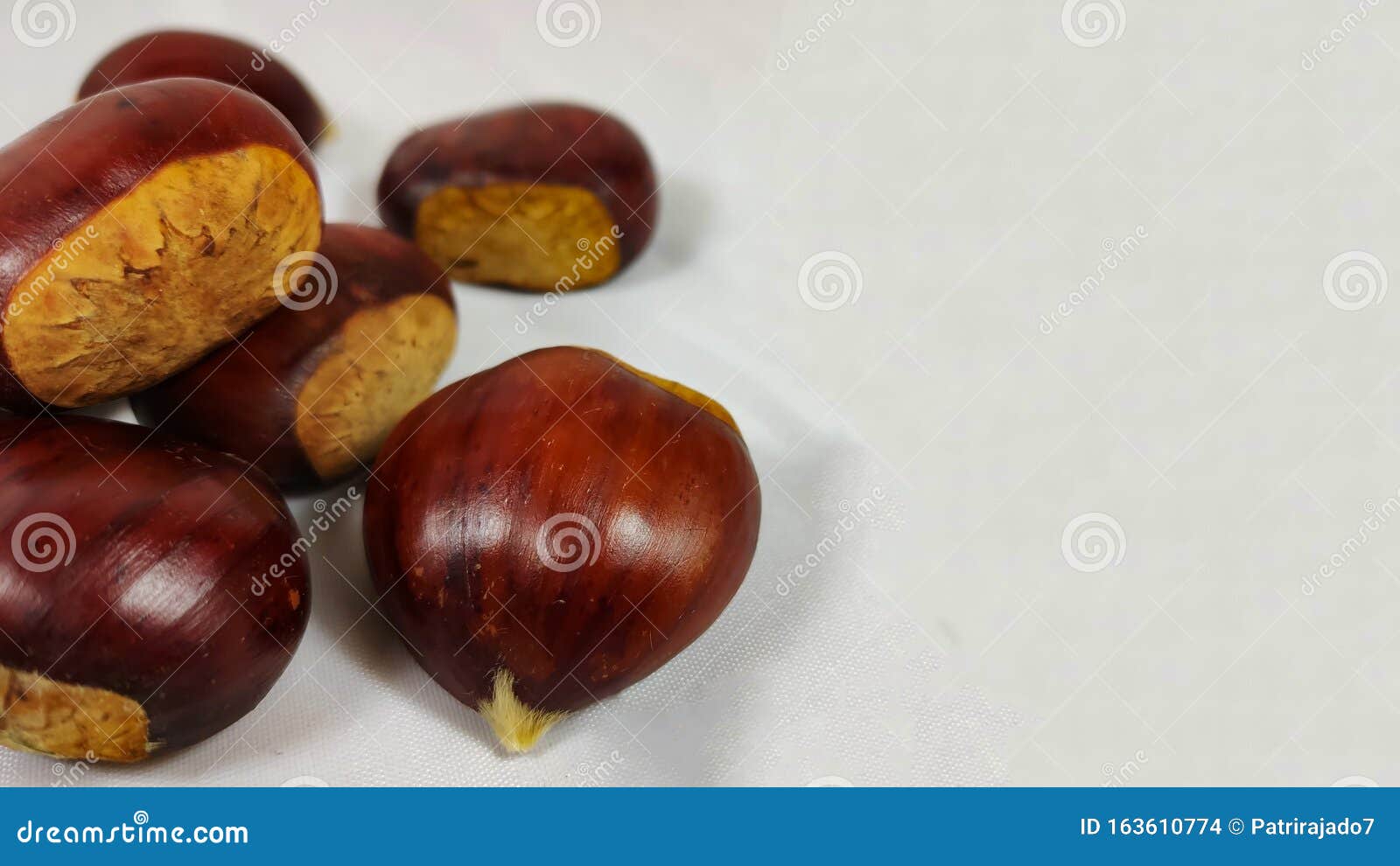 lots of parede class chestnuts  with white background