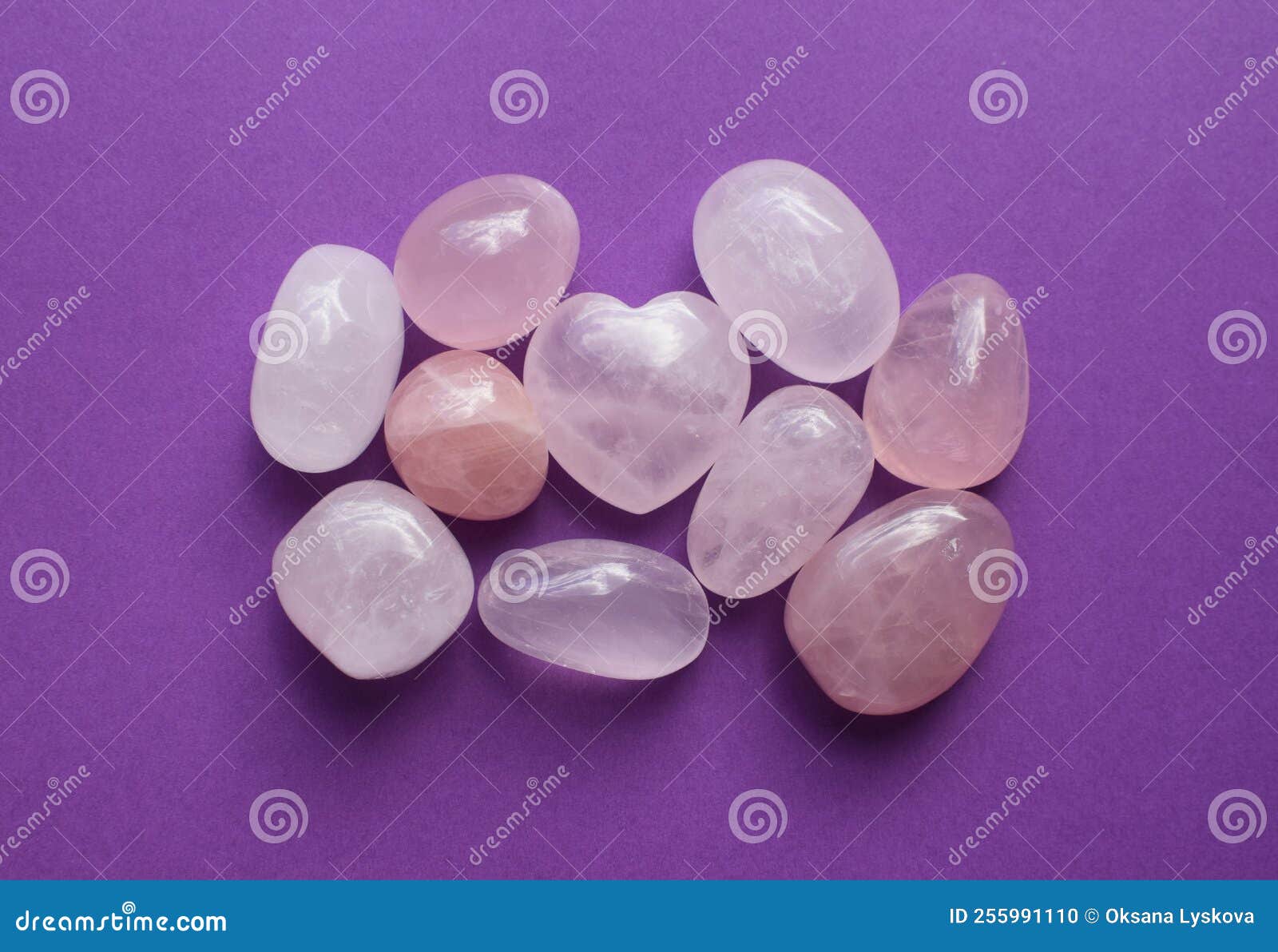 Lots of Polished Round Rose Quartz Stones. Heart-shaped Rose Quartz ...