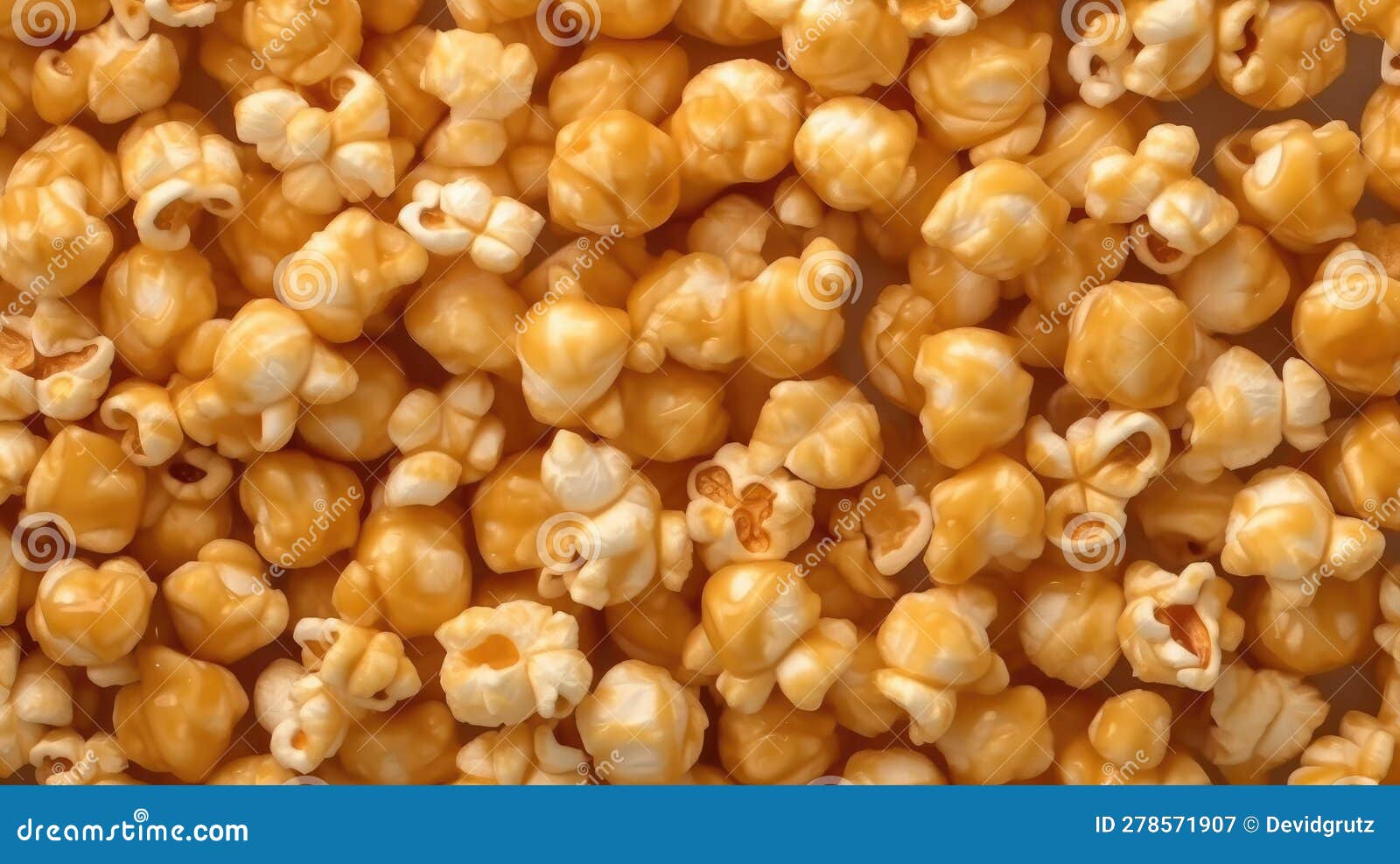 Lots of Sweet Caramel Popcorn Top View Closeup. Generative AI Stock Illustration - Illustration ...