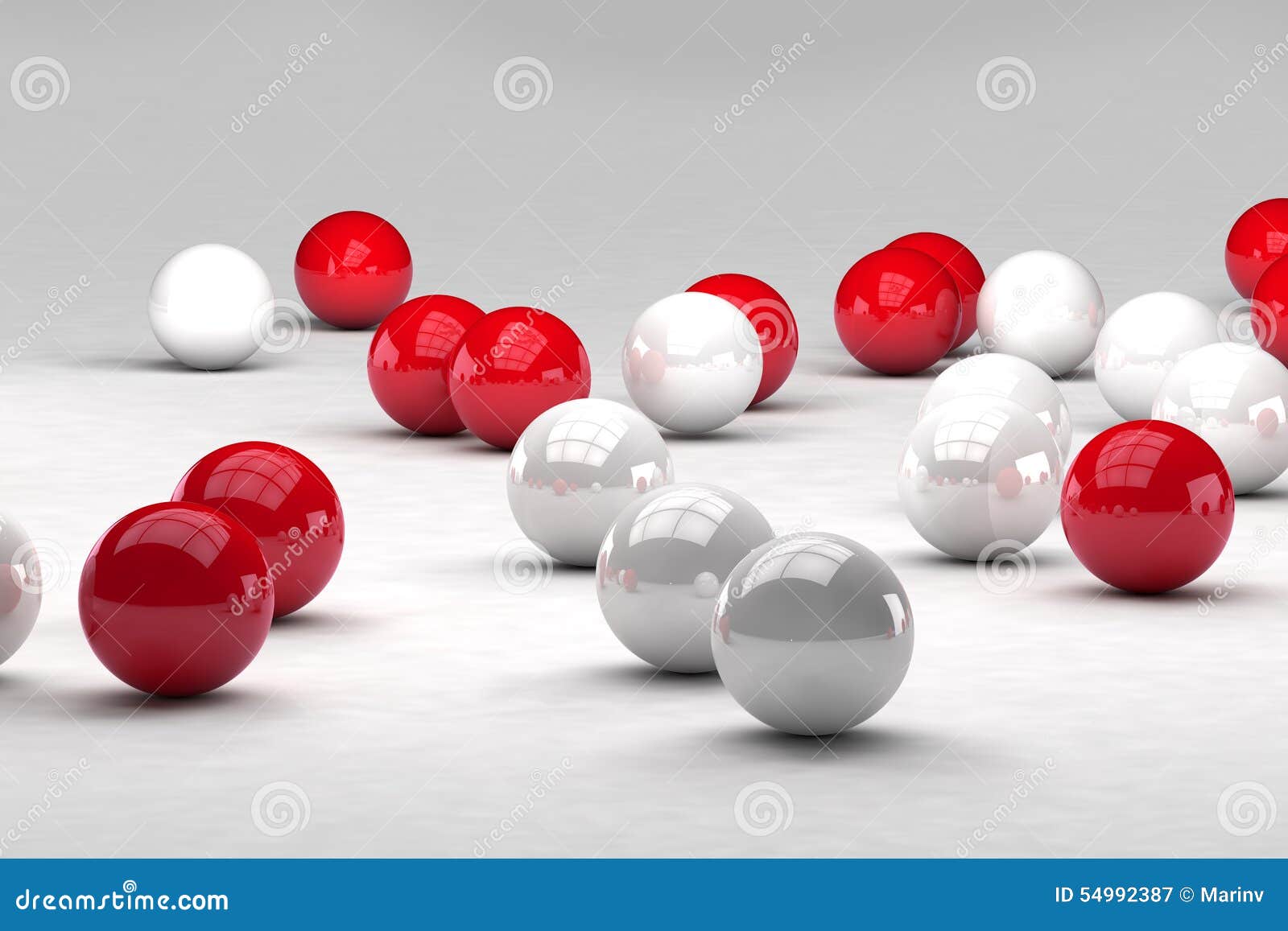 Lots of White and Red Balls Interact Stock Illustration Illustration