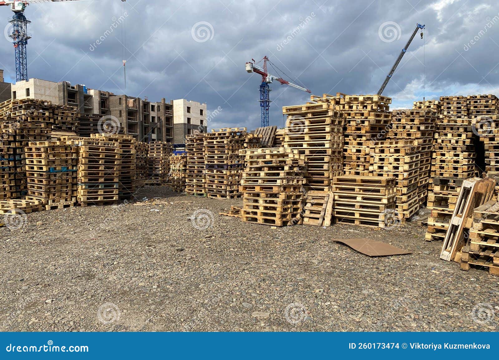 Lots of Wooden Pallets. Stacks of Pallets Stock Photo Image of