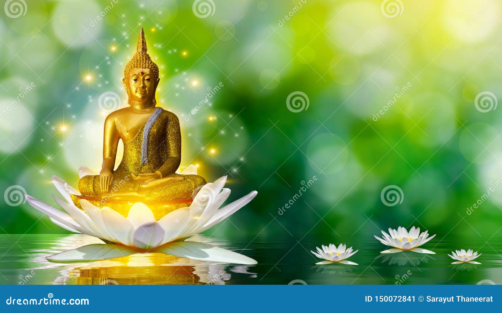 Lotus Bouddha De L Eau De Statue De Bouddha Se Tenant Sur La Fleur De Lotus Sur Le Fond Orange Image Stock Image Du Bouddhisme Fond