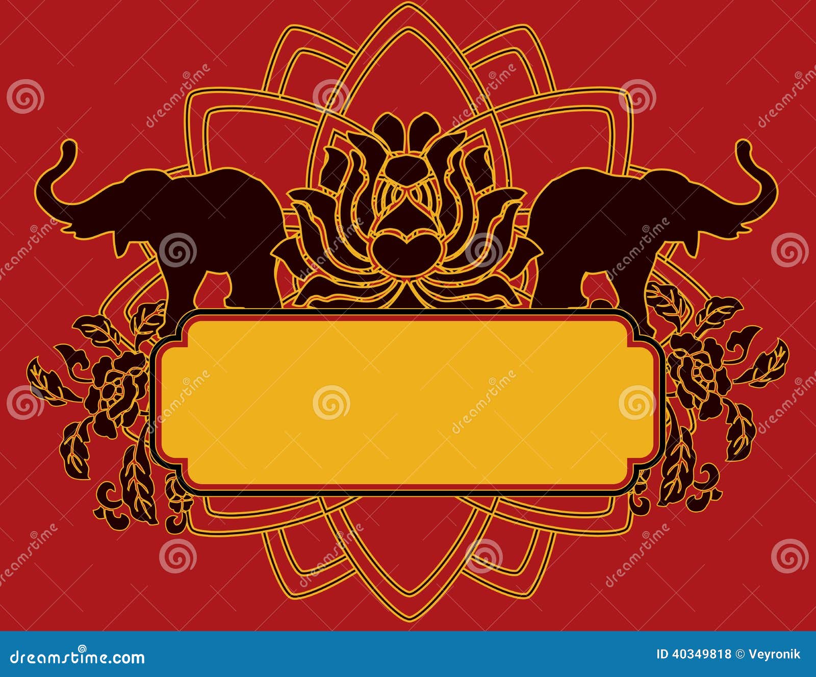 Lotus And Elephant Banner Stock Vector Image 40349818