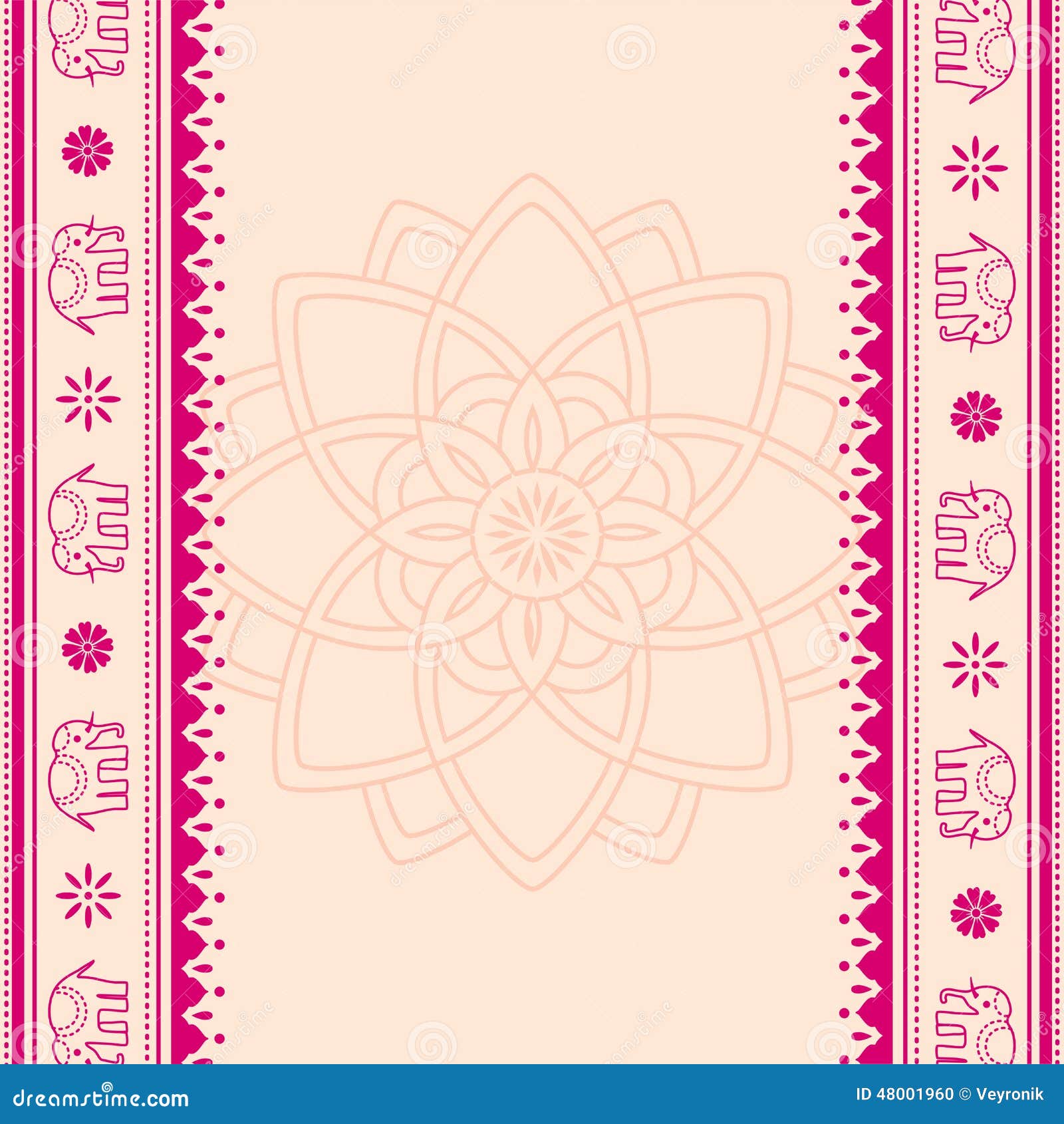 Lotus and Elephant Pink and Cream Indian Banner Stock Vector - Illustration  of invitation, floral: 48001960