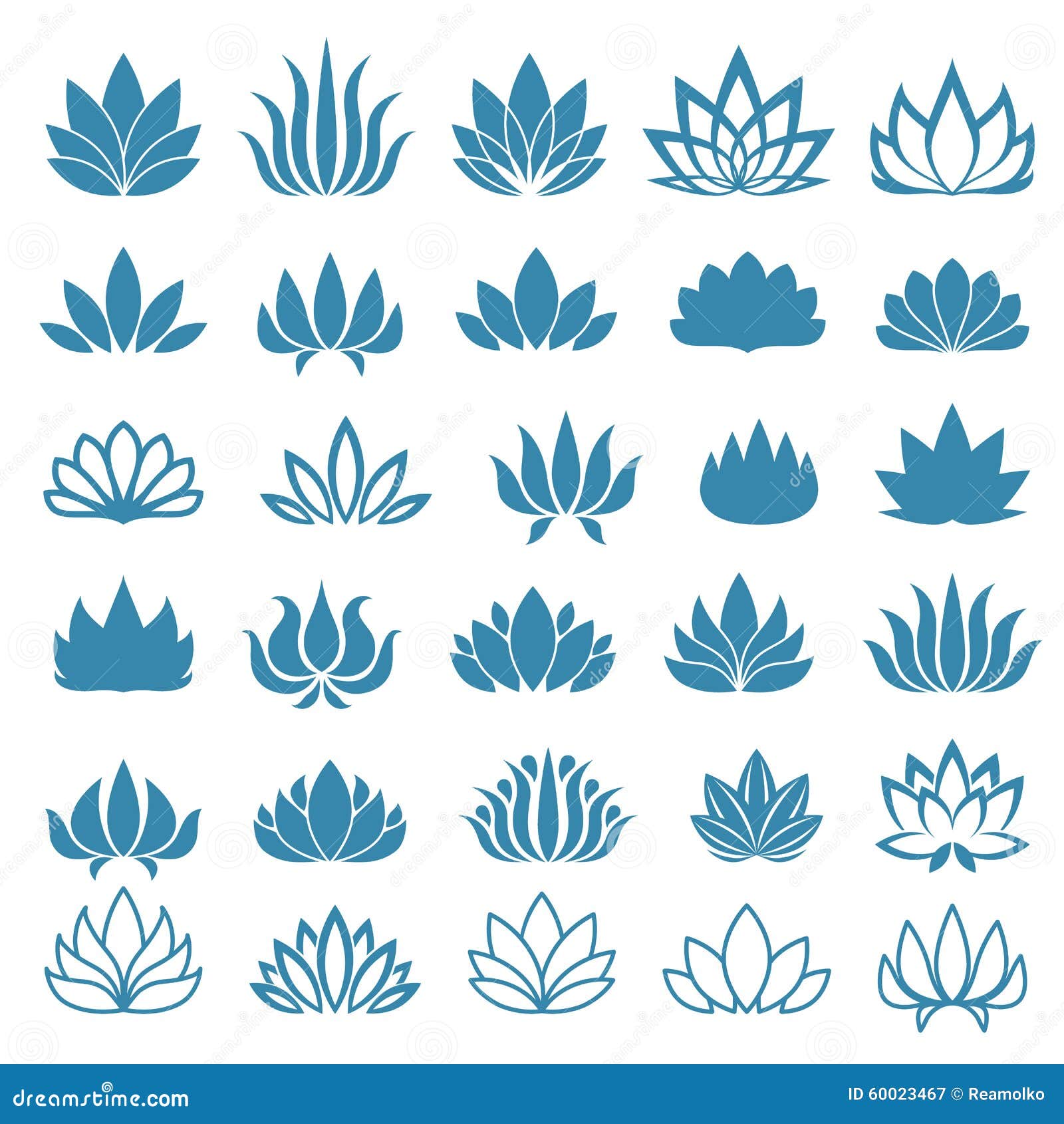 lotus flower assorted icons set