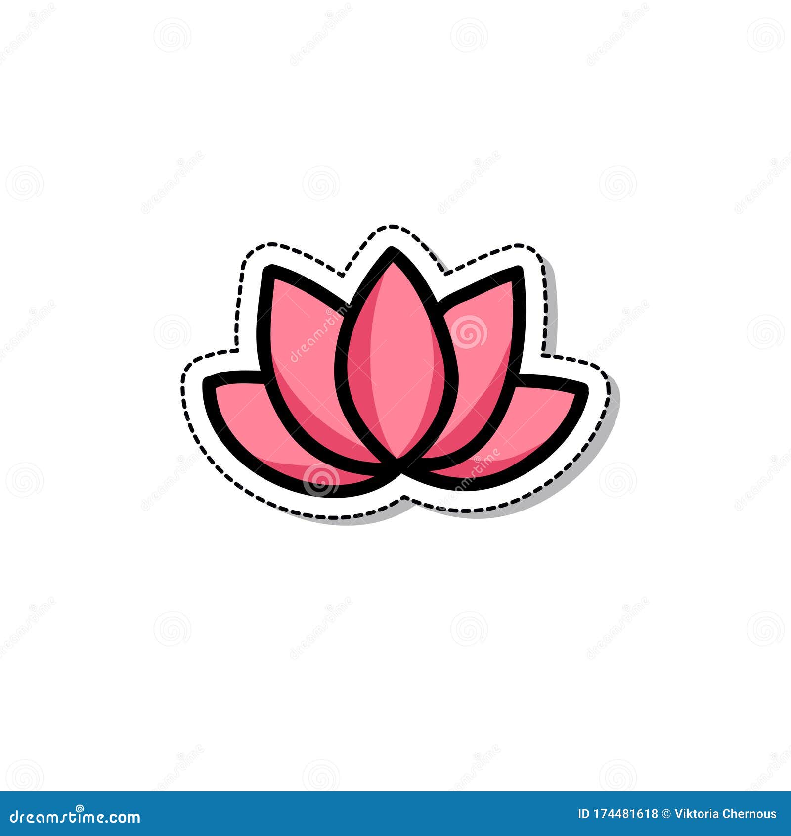 Lotus Flower Doodle Icon, Vector Illustration Stock Illustration