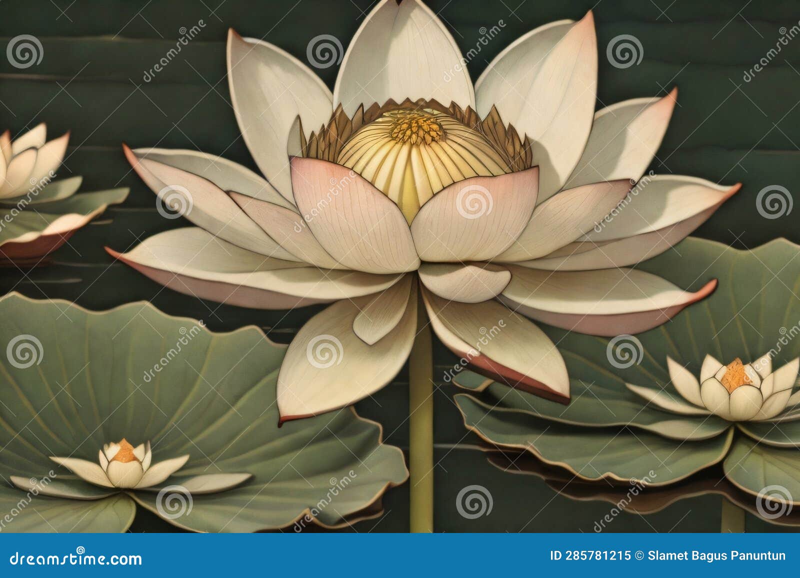 Lotus Flower in Japanese Artwork Stock Illustration Illustration of