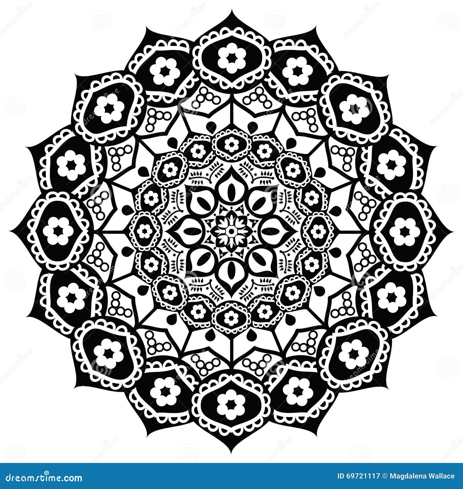 lotus flower representing meaning : exactness, spiritual awakening, and purity in buddhism in black and white in mandala style