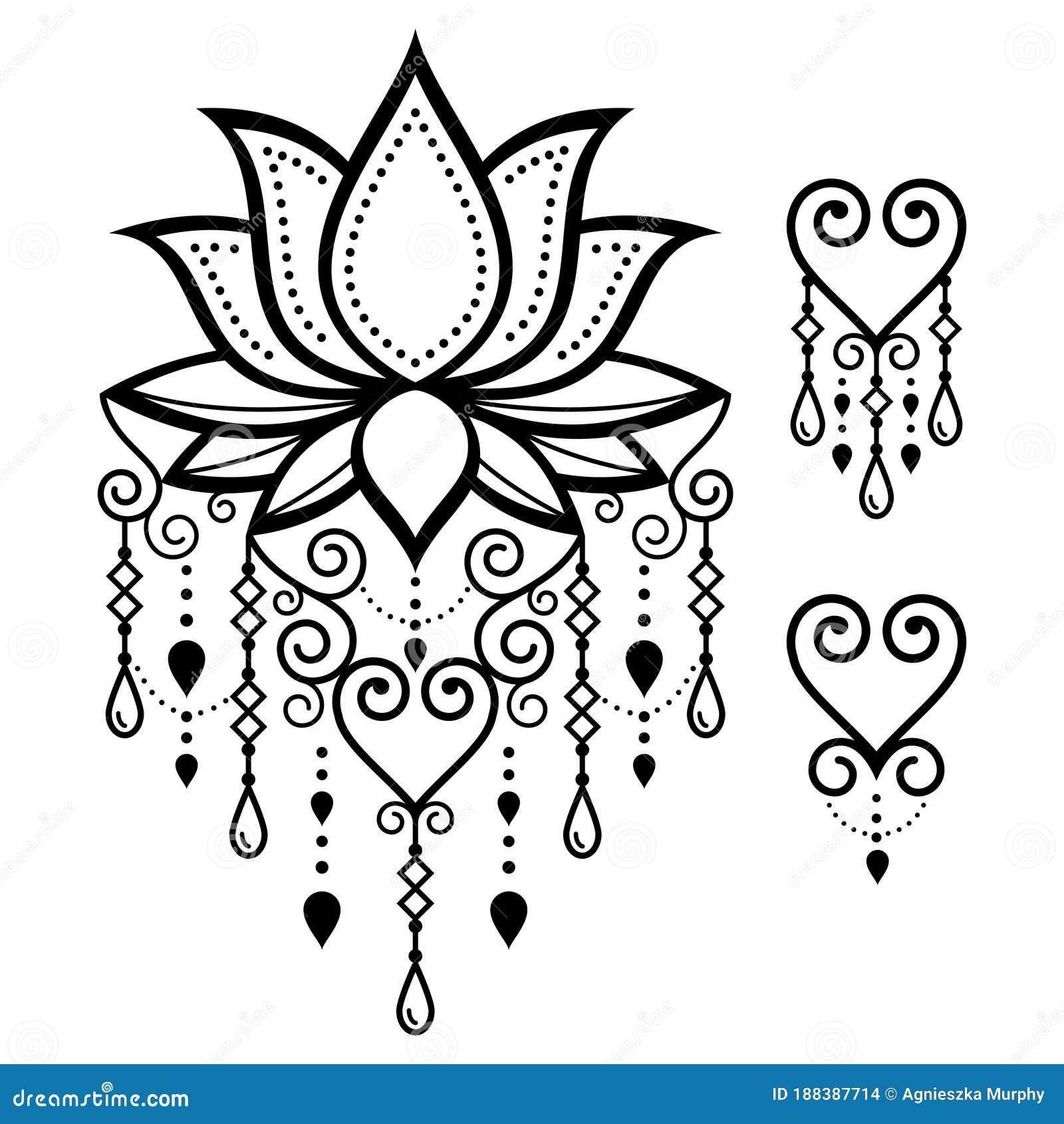 Agrarisch Verdorde Overweldigend Lotus Flower Yoga Vector Design, Mehndi Indian Henna Tattoo Style Pattern,  Boho Lotus Art with Chain, Swirls and Heart Stock Vector - Illustration of  element, india: 188387714
