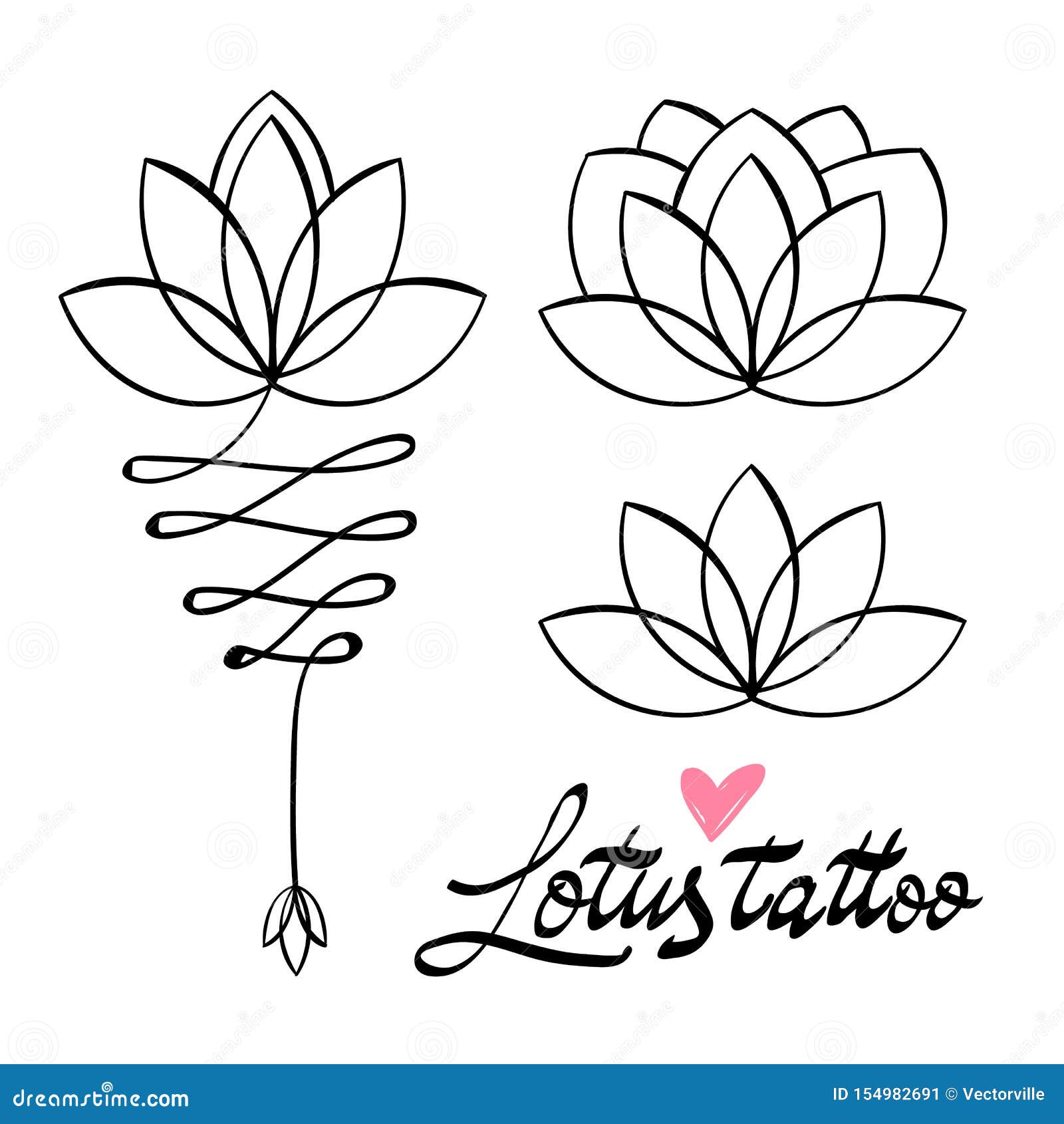 Lotus Tattoo Design Lines Shape , Vector Illustration Flower Indian Boho  Etnic Ornate Design Lotus Flower Doodle Sketch , Black Li Stock Vector -  Illustration of mandala, asian: 154982691