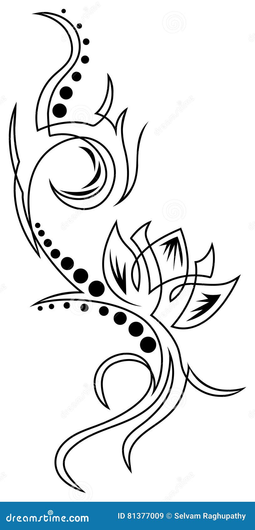 Lotus tattoo stock vector. Illustration of asia, curved - 81377009