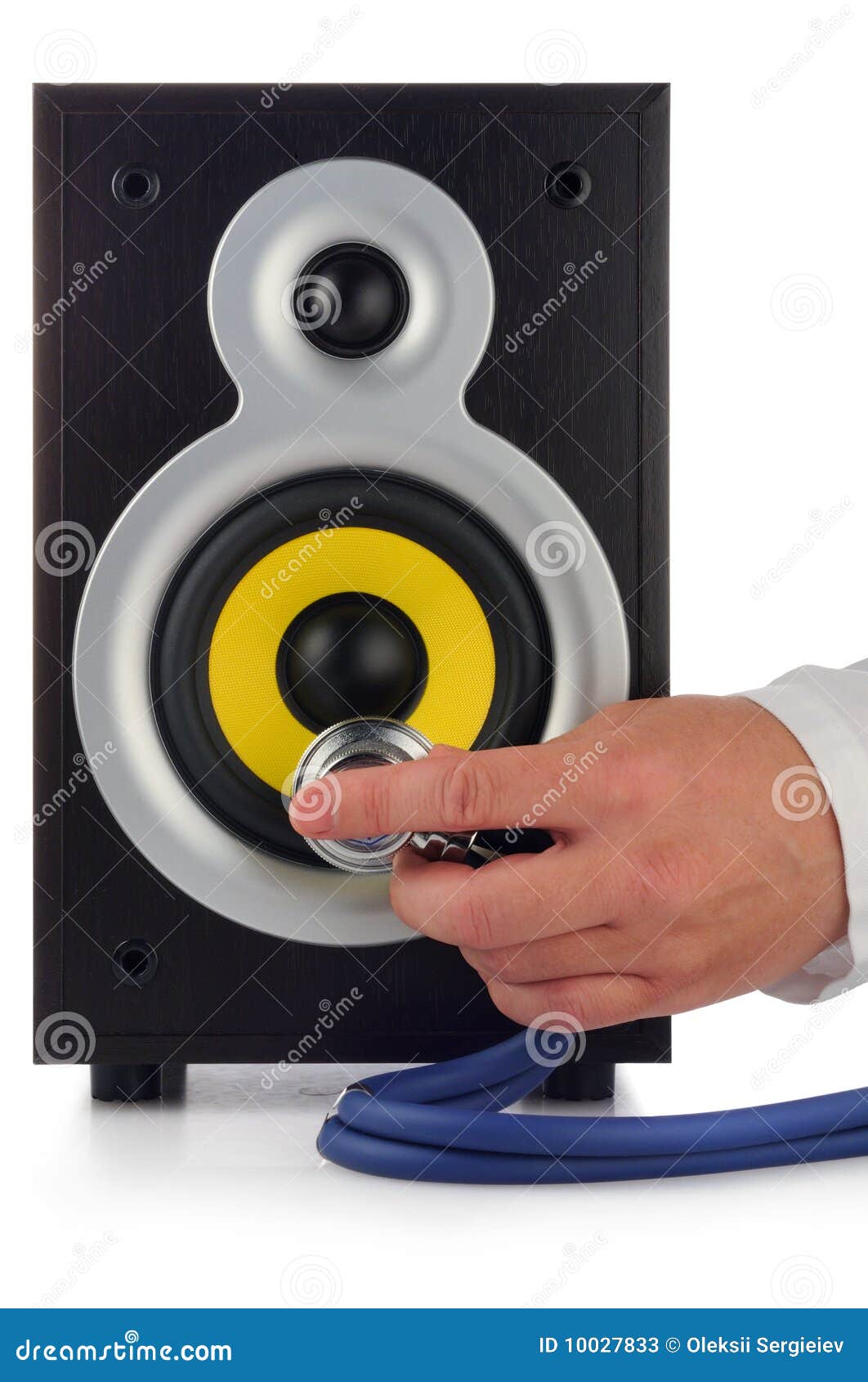 Loud speaker and hand stock image. Image of loudspeaker 10027833