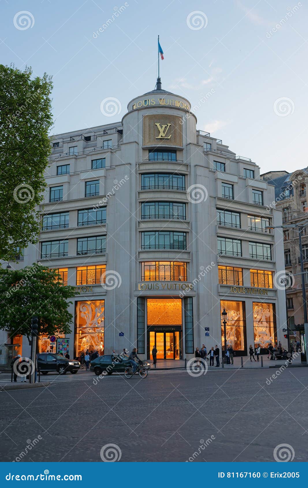 Louis Vuitton Flagman Store At Avenue Of Champs Elysees Paris Editorial Image - Image of avenue ...