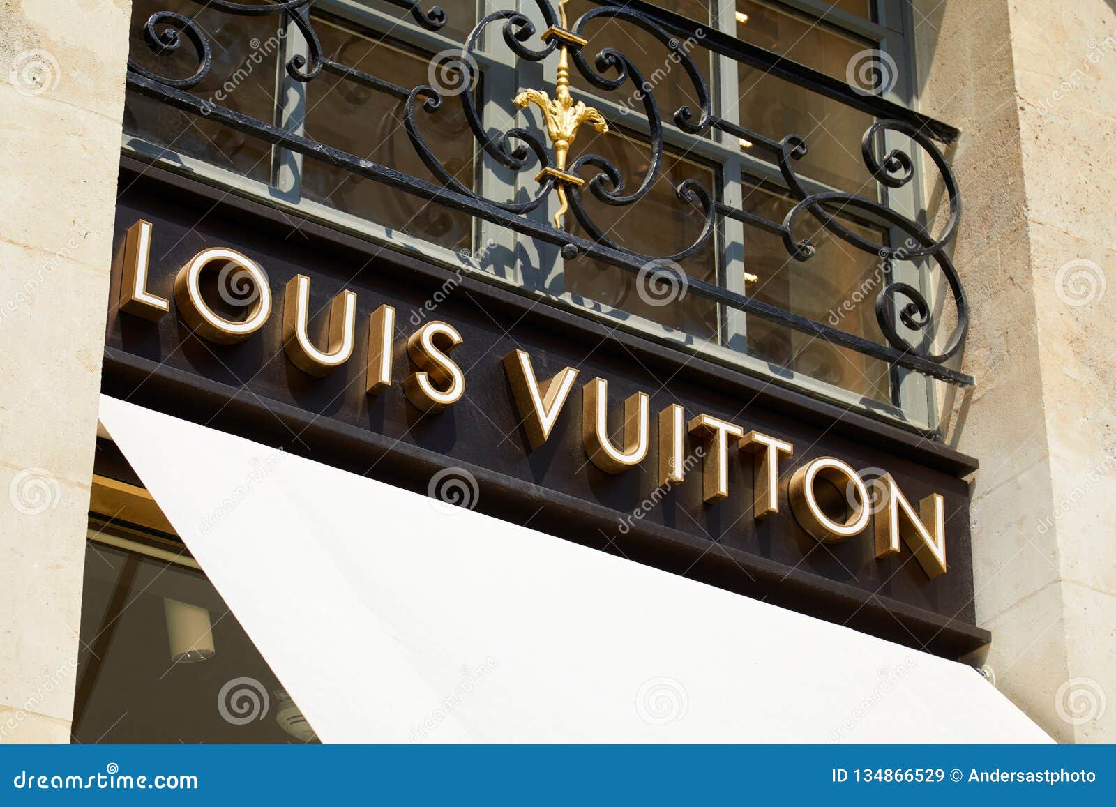 Louis Vuitton Golden Sign In Place Vendome, Paris In A Sunny Day Editorial Stock Image - Image ...