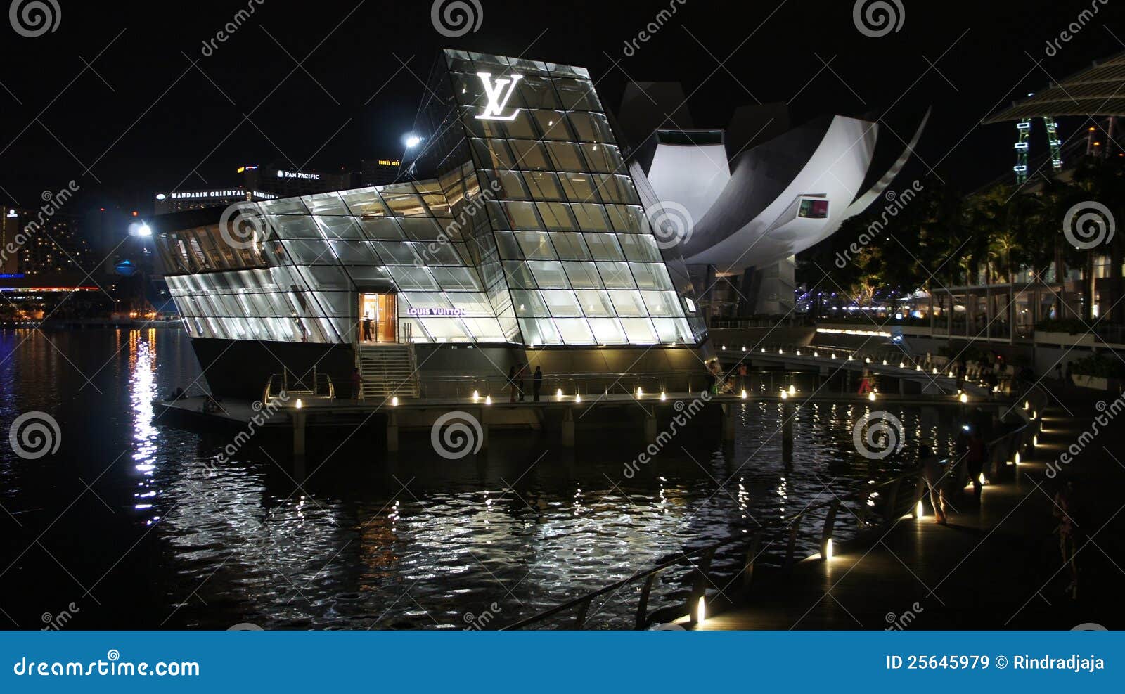 Vertical Shot Of A Louis Vuitton Banner On A Building At Night In Singapore  Stock Photo - Download Image Now - iStock