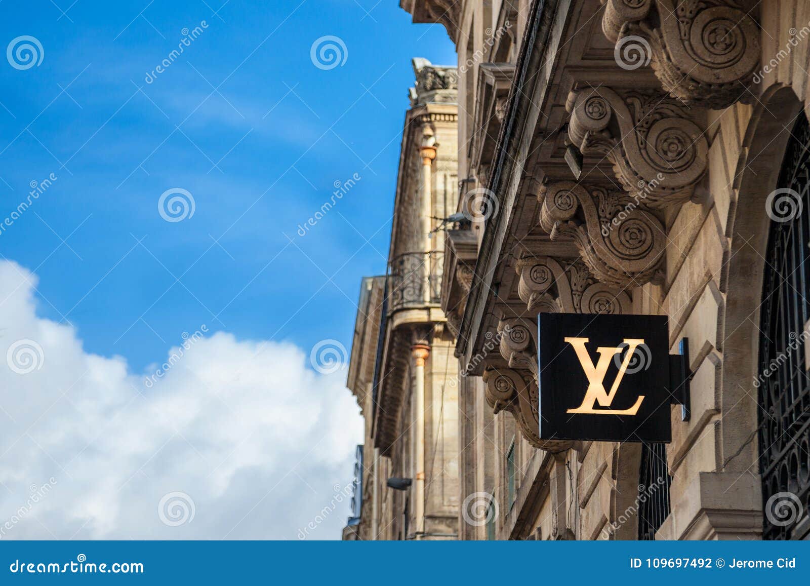 Louis Vuitton Logo On Their Local Shop In Bordeaux. Louis Vuitton Is A Fashion House ...