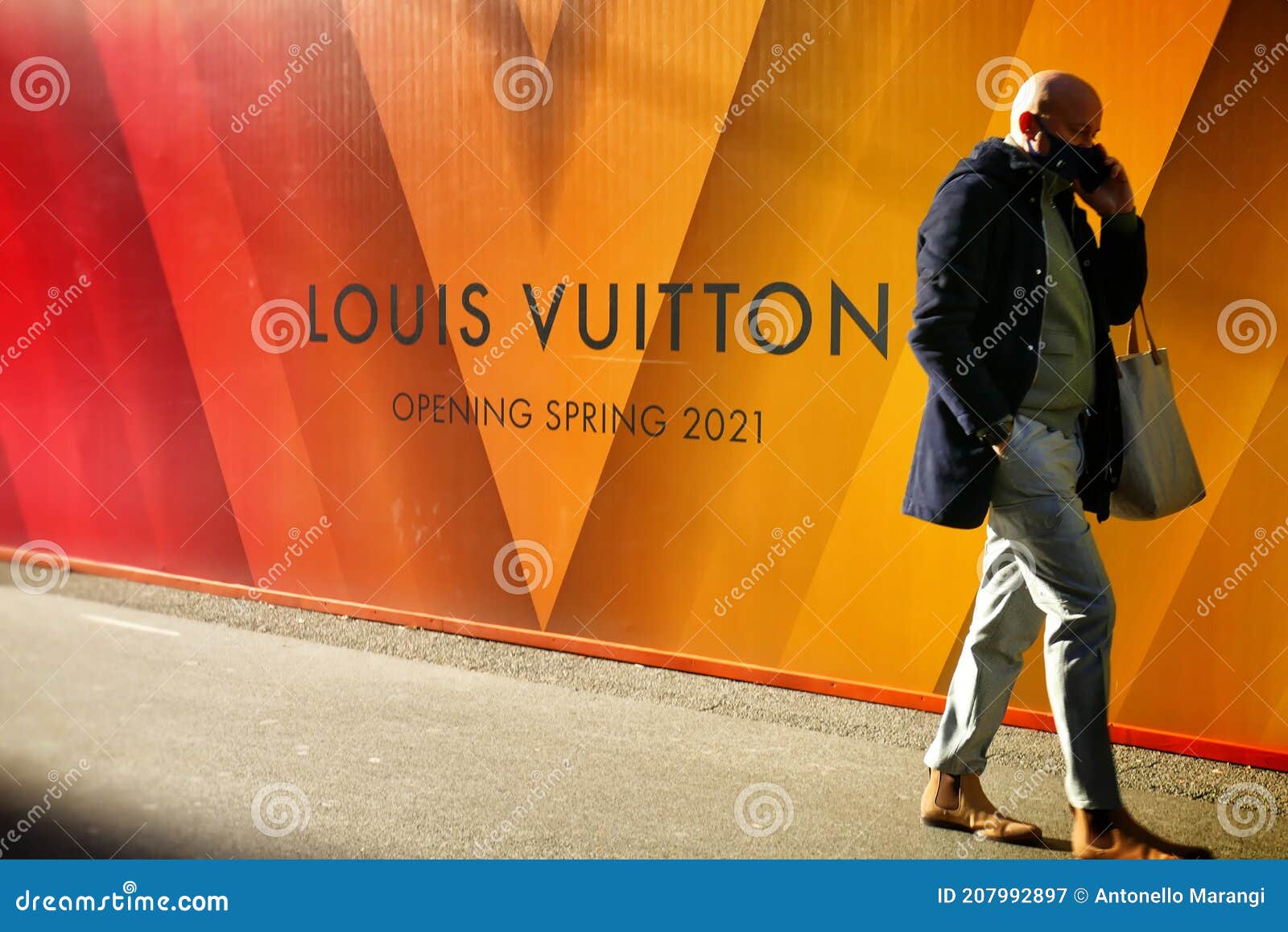 Airplane Flying Over Advertising Billboard with Louis Vuitton Logo.  Editorial 3D Rendering Editorial Photo - Image of popular, advertising:  90108546