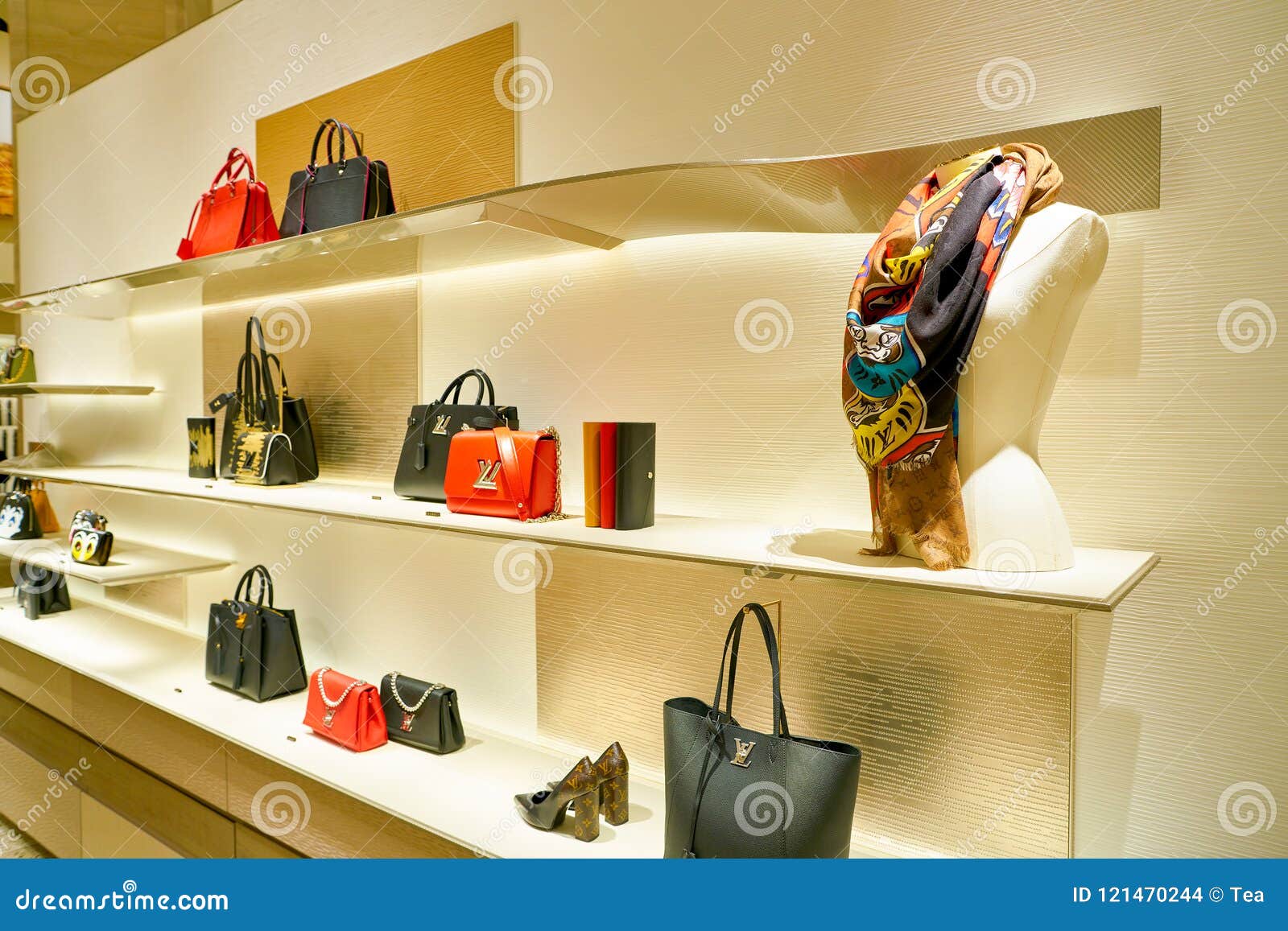 Louis Vuitton luxury fashion designer purse at store's display at