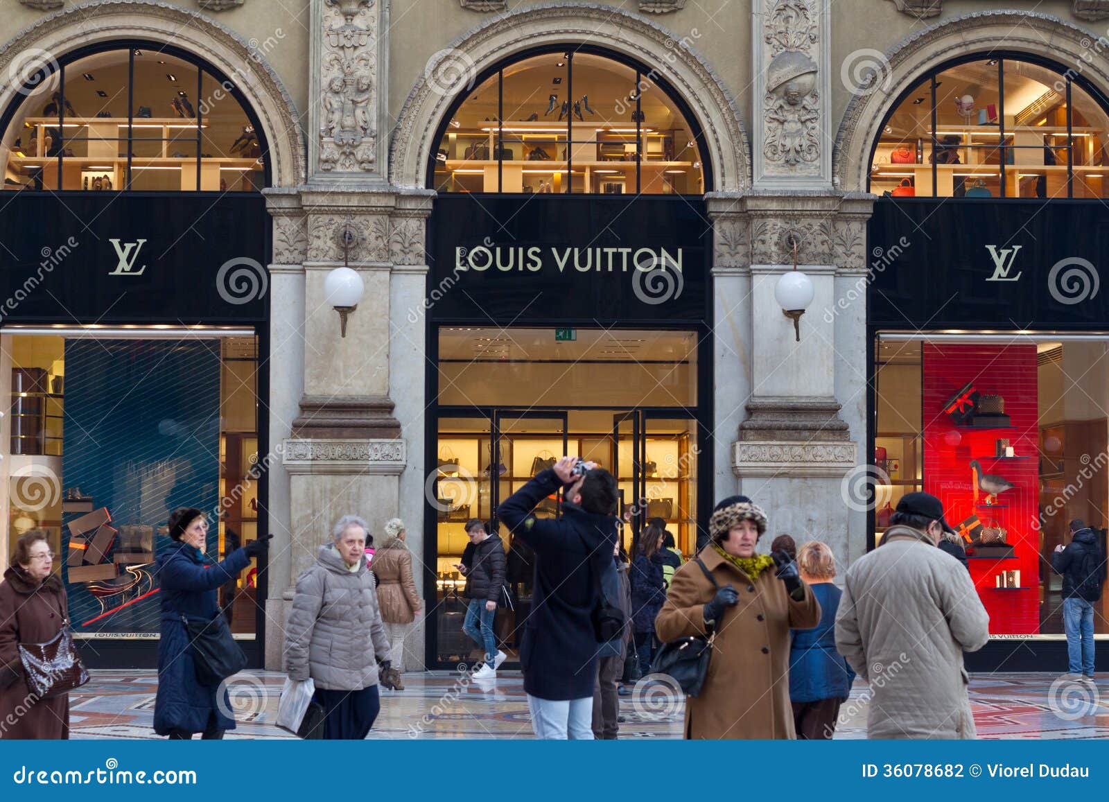 Louis Vuitton shop in Galleria Vittorio Emanuele Milan Italy Stock