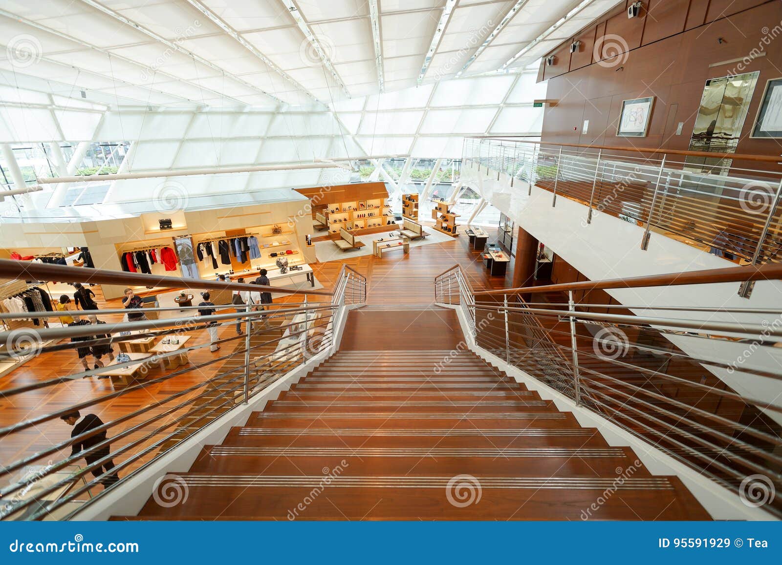 Interior of Louis Vuitton Fashion House in Singapore Editorial