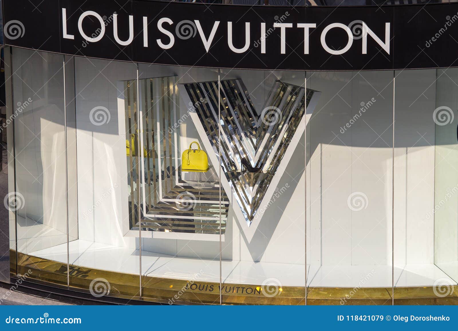 Louis Vuitton store window in mall in Bangkok, Thailand Stock