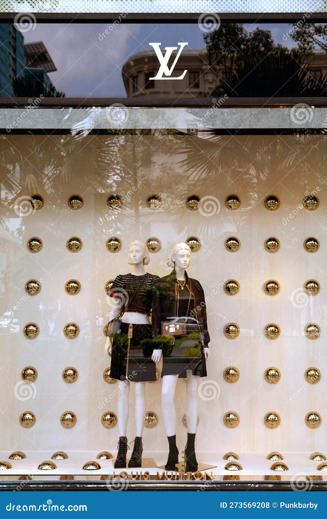 Louis Vuitton Store Window with 2 Female Mannequins Wearing Black