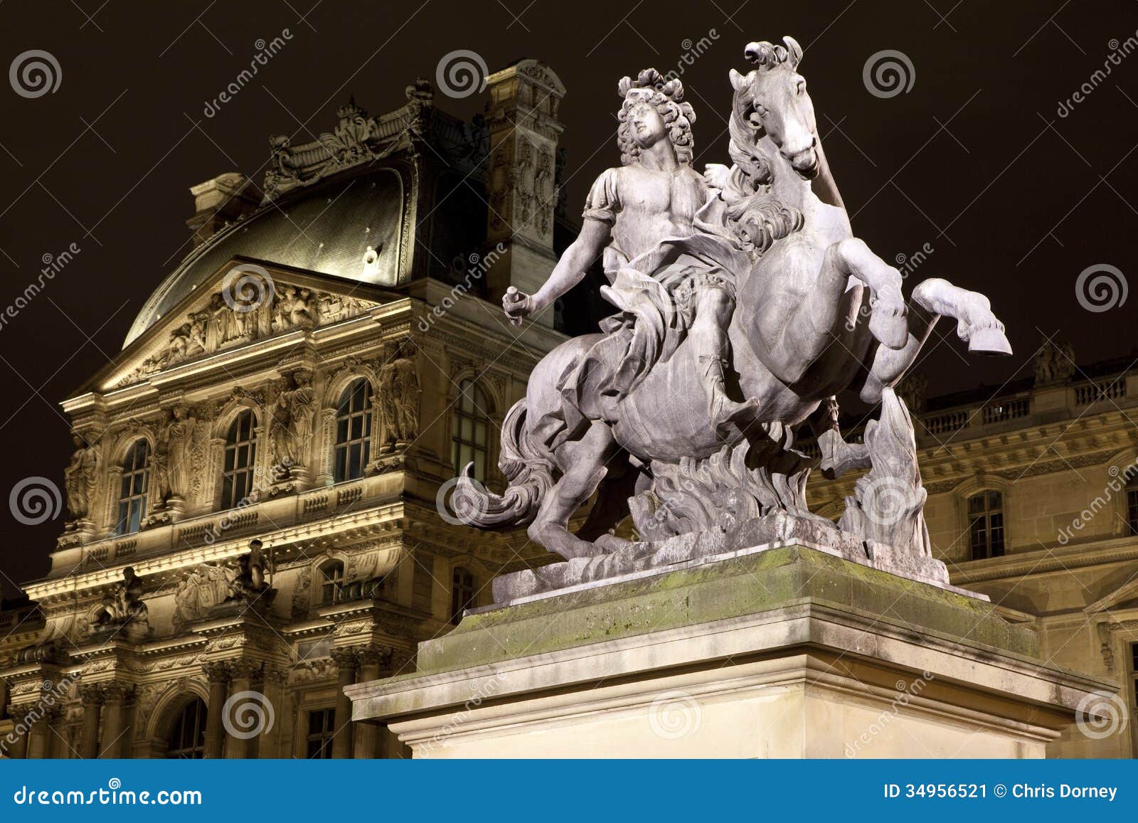 louis xiv statue at the louvre in paris