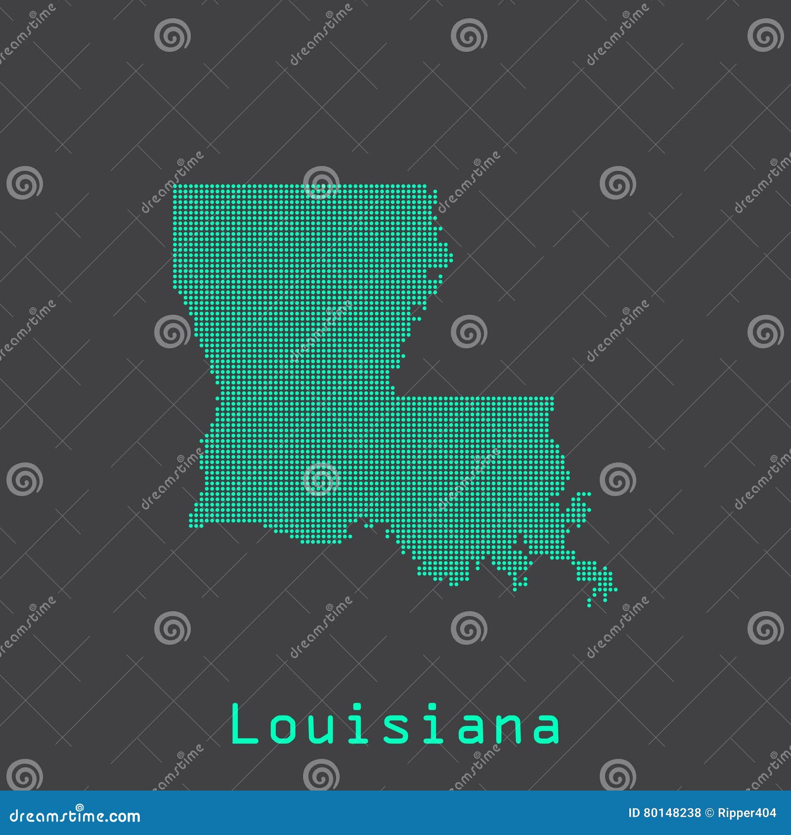Louisiana Abstract Dots State Map. Dotted Style Stock Vector