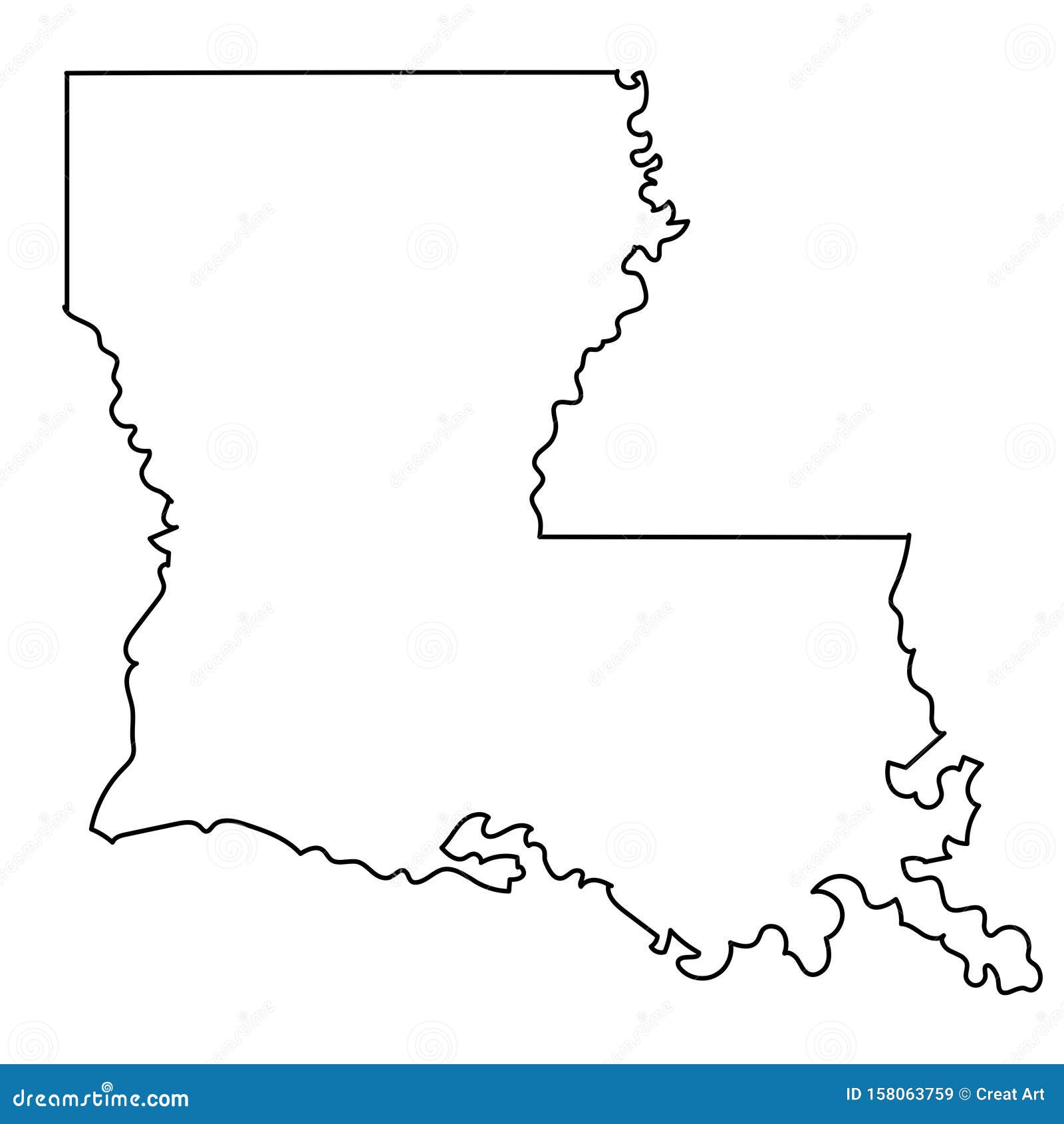 Louisiana Map Outline Vector Illustartion Stock Vector - Illustration of flag, black: 158063759