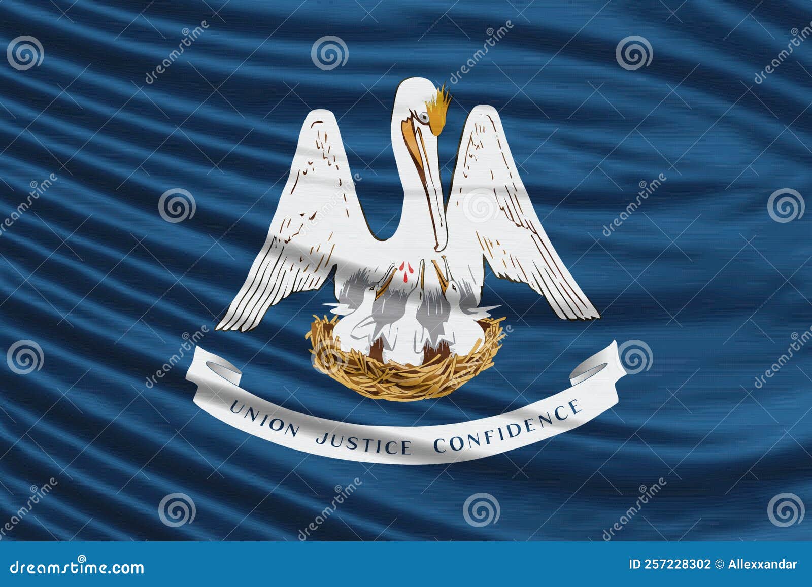 Louisiana State Flag Wave Close Up, Louisiana Flag Stock Photo Image