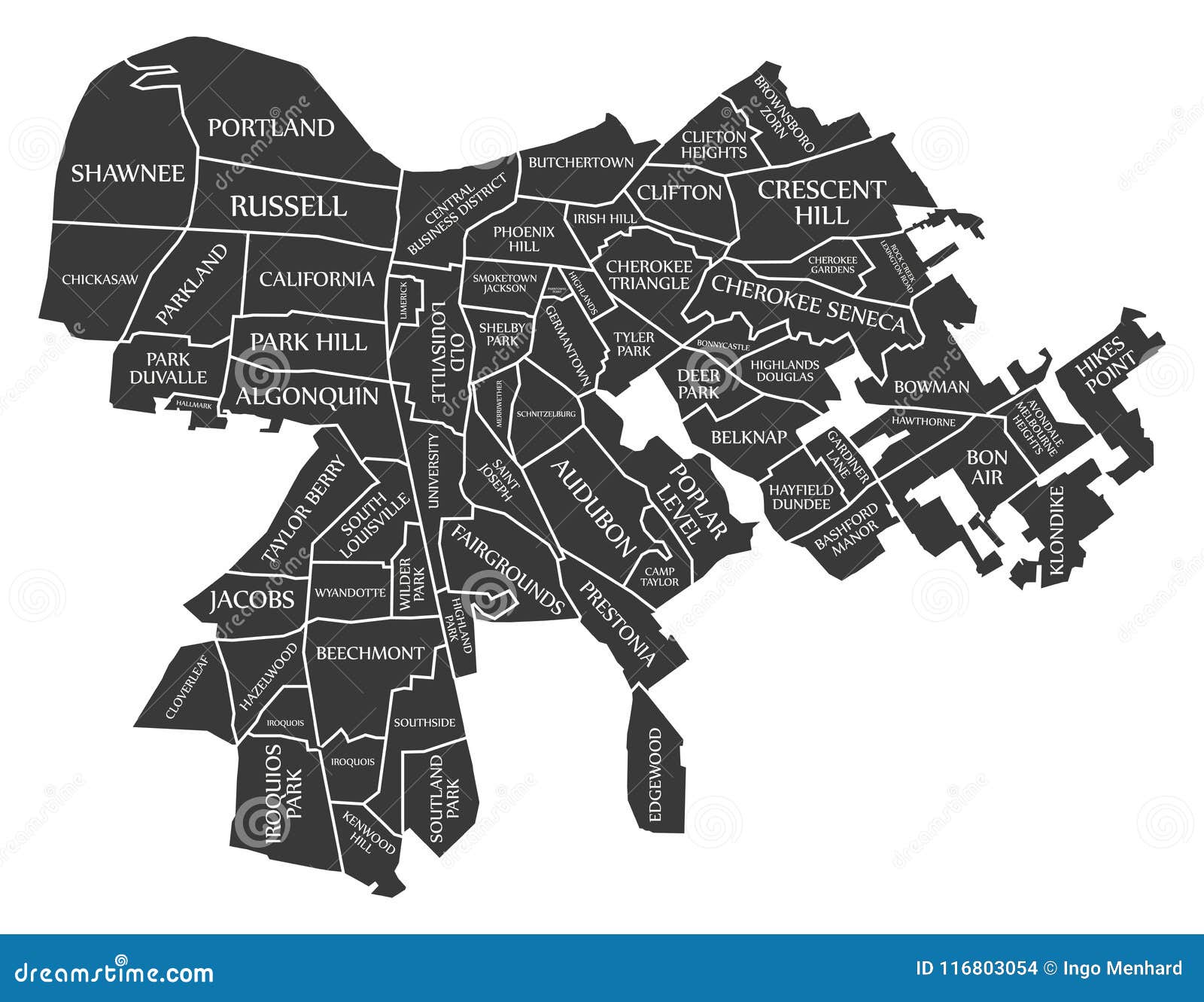 Louisville Kentucky City Map USA Labelled Black Illustration Stock Vector - Illustration of ...