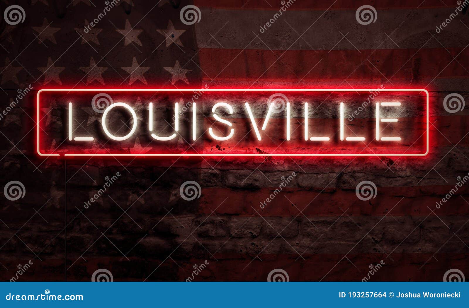 Louisville Neon Sign on Brick American Flag Stock Photo - Image of neon,  grunge: 193257664