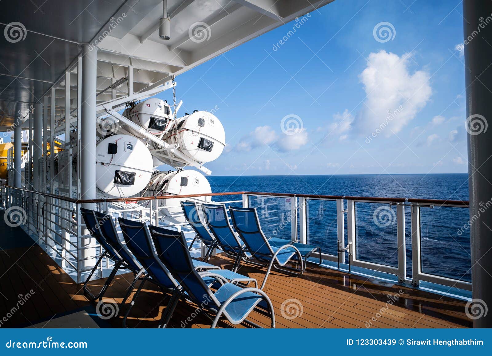 Lounge Chairs on Deck of Cruise Ship Stock Image Image of interior