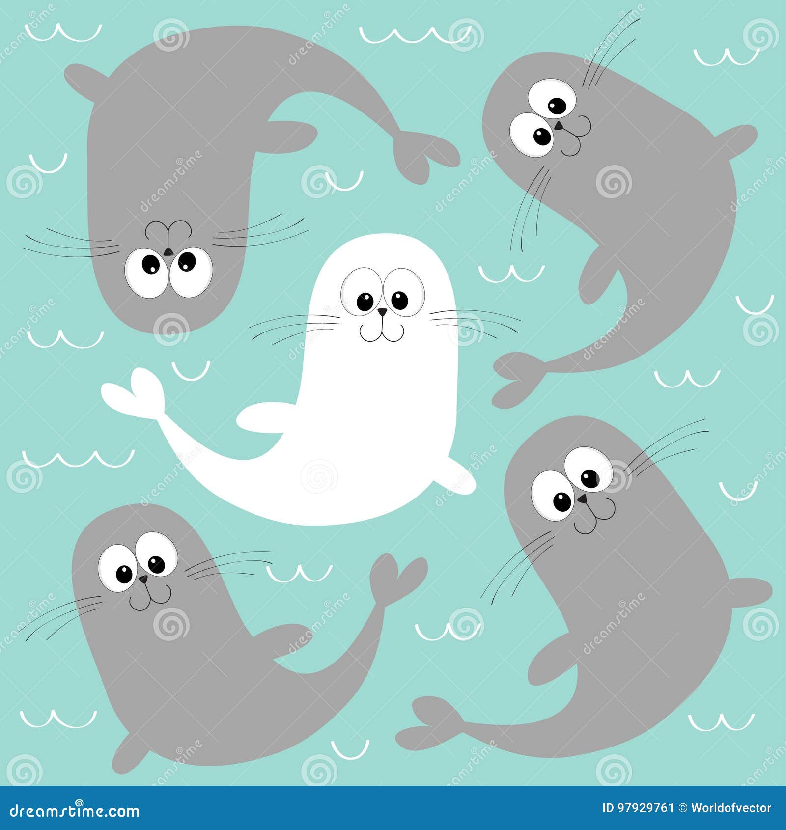 Loup De Mer 2 Bebe Phoque Blanc D Harpe Personnage De Dessin Anime Mignon Collection Animale Heureuse L Eau D Ocean De Mer Famill Illustration De Vecteur Illustration Du Mignon Nord