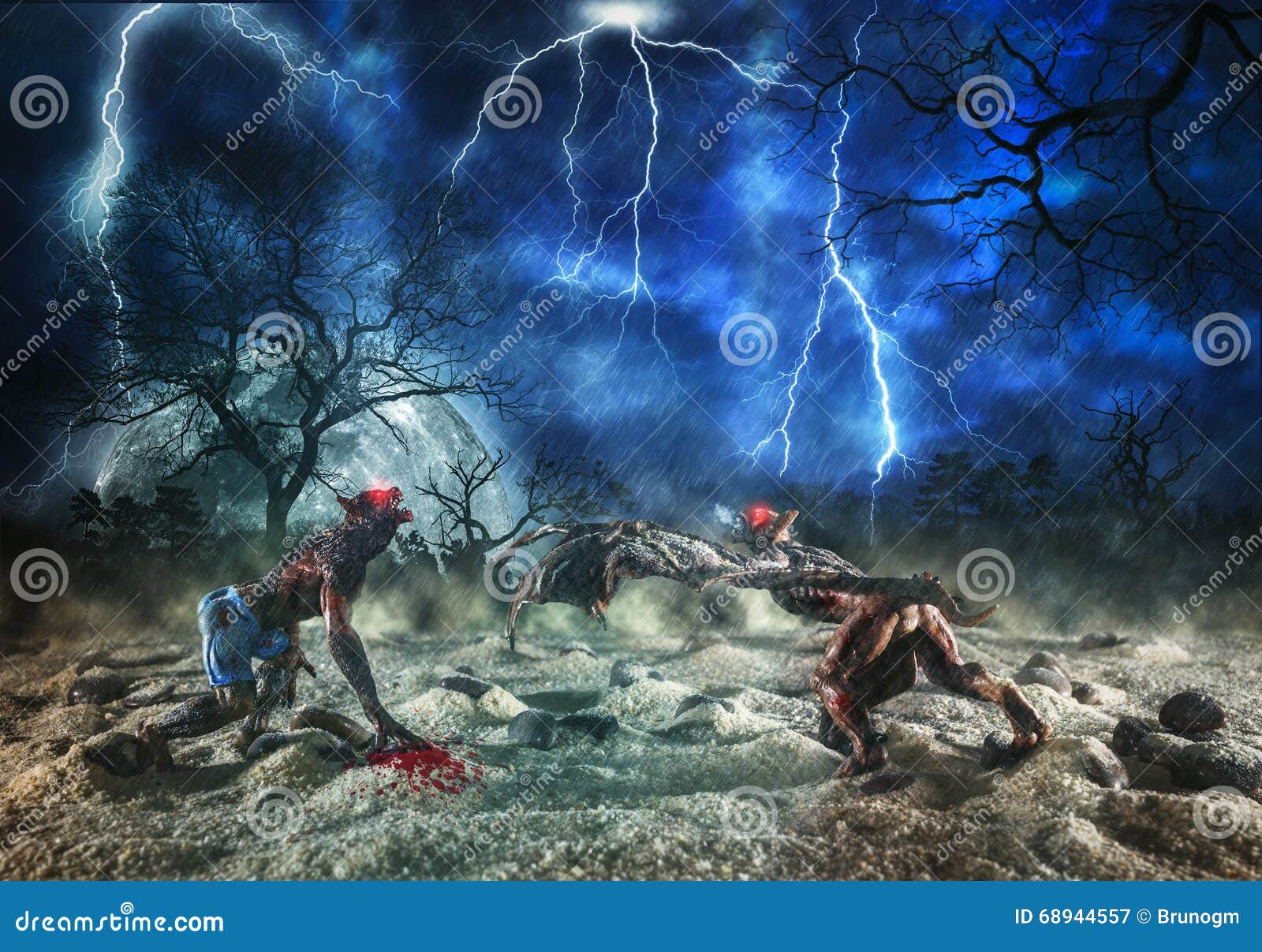 Loupgarou et vampire image stock. Image du 68944557