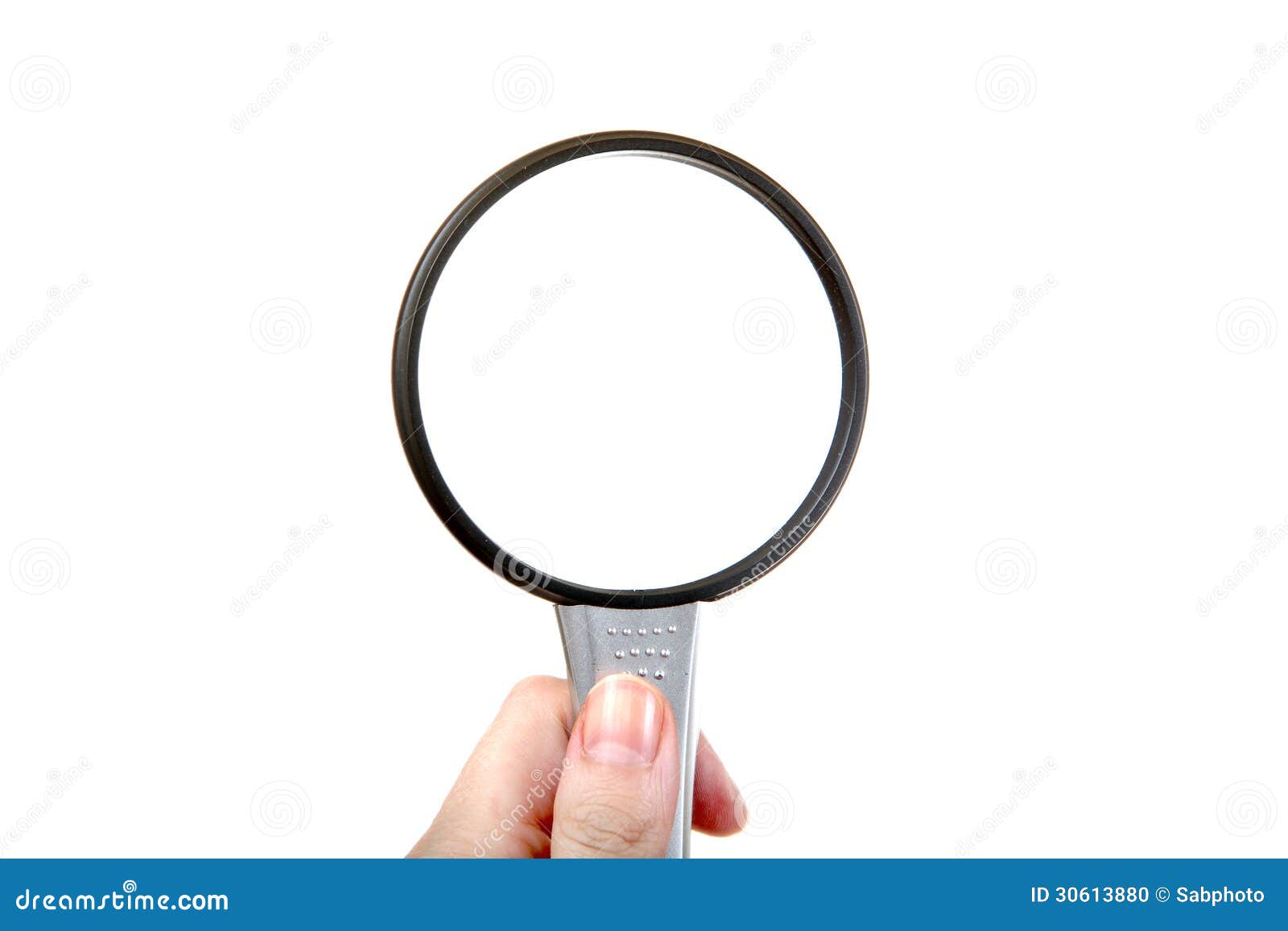 Loupe in a Hand Isolated stock photo. Image of discovery 30613880