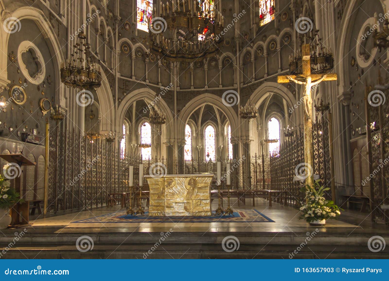 Lourdes, France, 24 June 2019 Interior of the Basilica of the