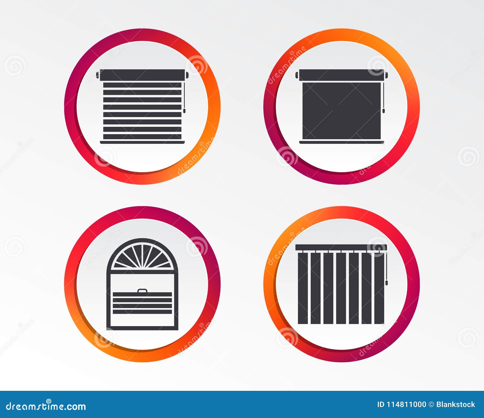 louvers icons. plisse, vertical and rolls.