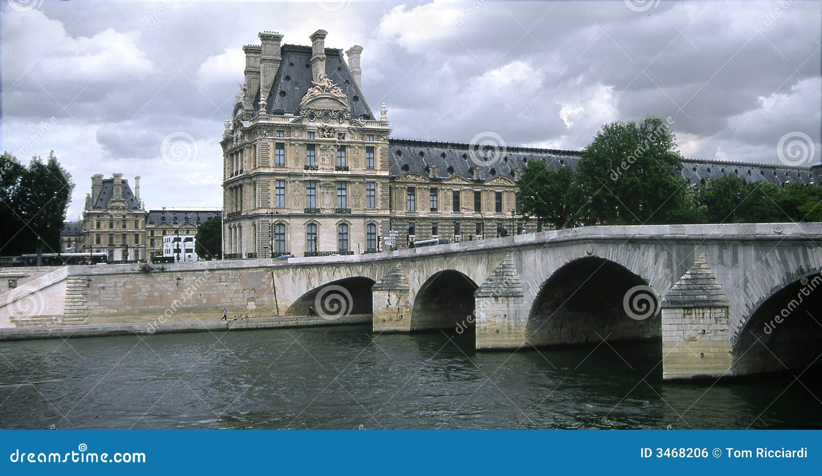 the louvre and pont royale bridge,paris