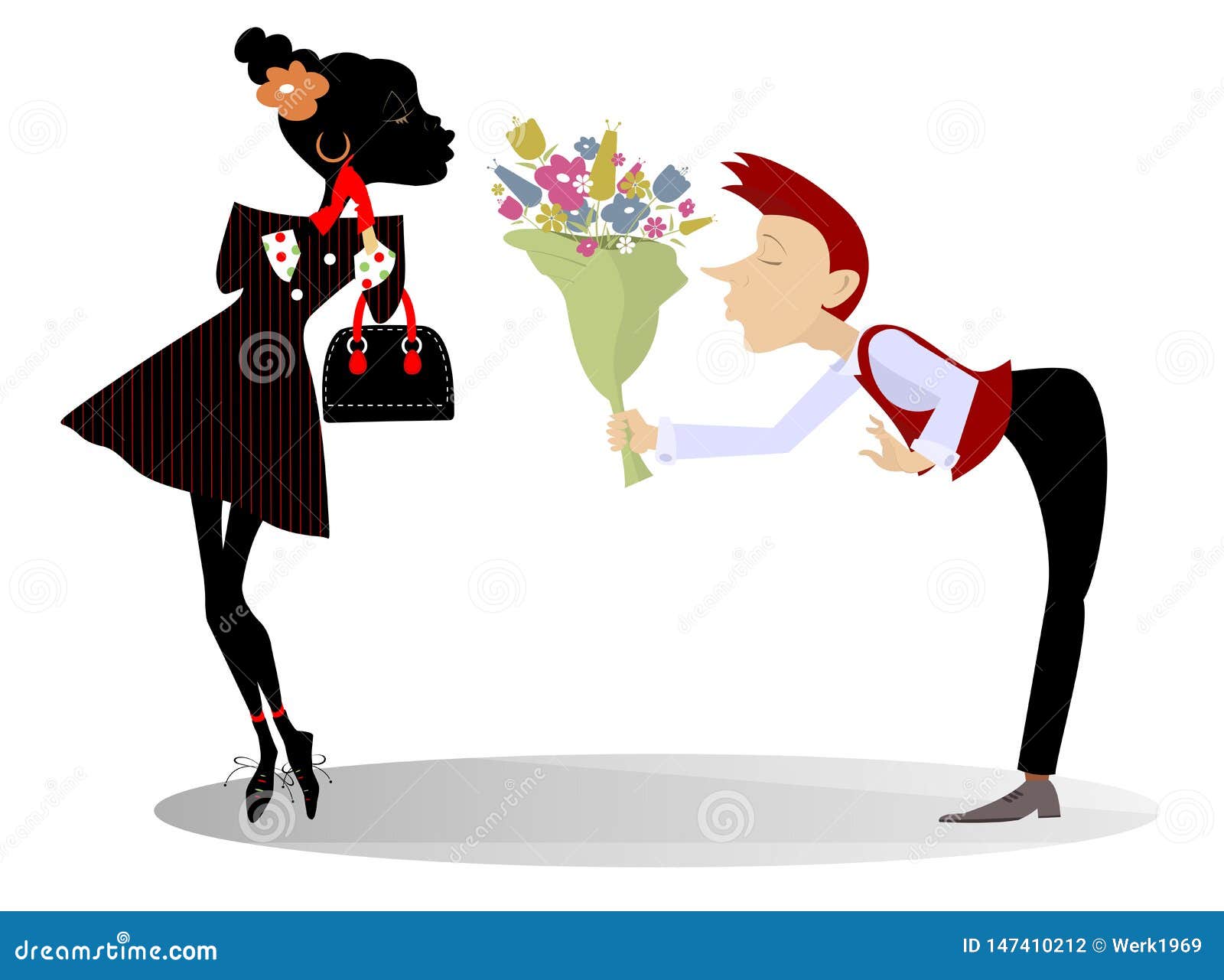 Download Love Between African Woman And Caucasian Man Isolated Illustration Stock Vector - Illustration ...